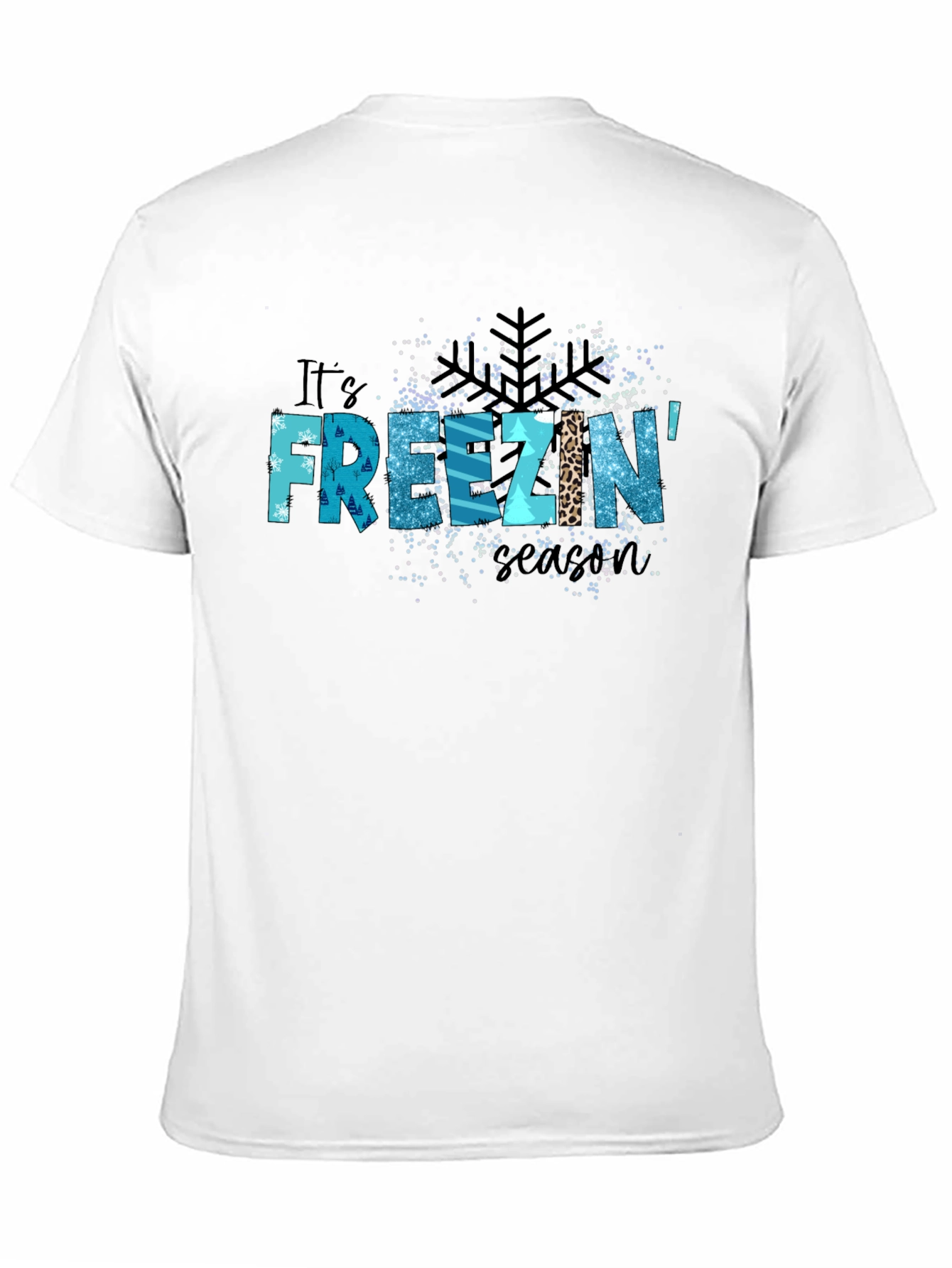 Black It's Freezin' Season Black Graphic T-Shirt view 11