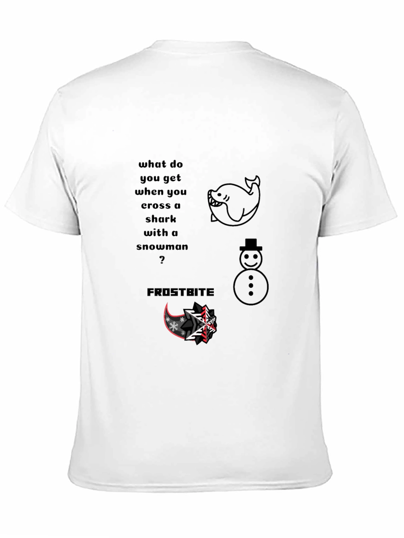 Black Shark Snowman Frostbite Pun T-Shirt view 11