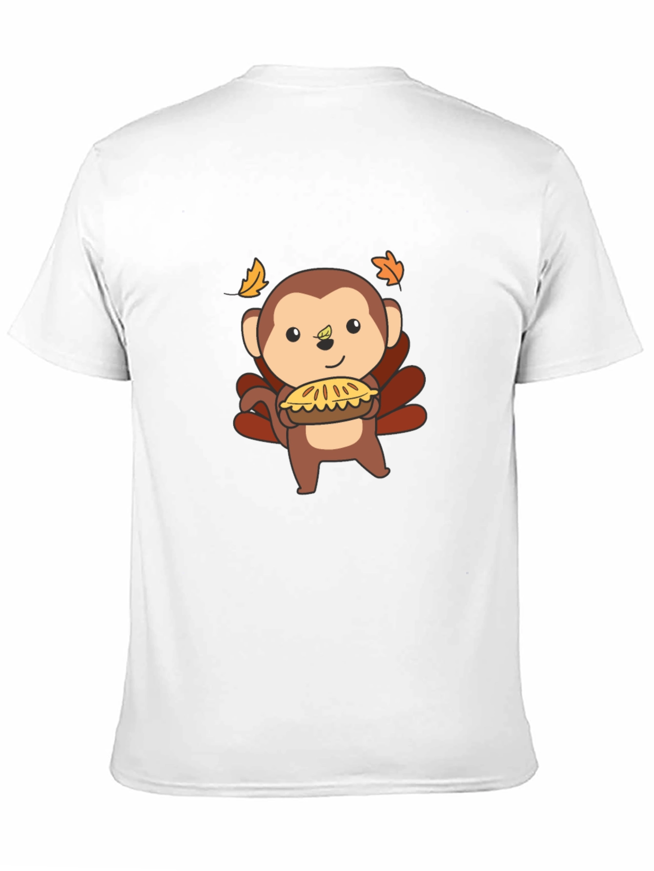 Black Thanksgiving Monkey Holding Pie Black T-Shirt view 11
