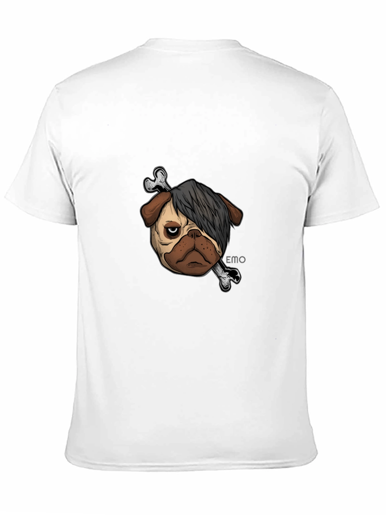Black Emo Pug T-Shirt - Unisex Black Cotton Graphic Tee view 11