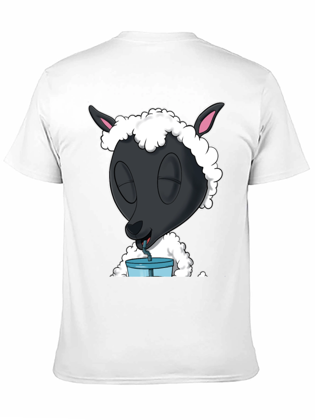 Black Black Sheep Drinking T-Shirt - Cartoon Style view 11
