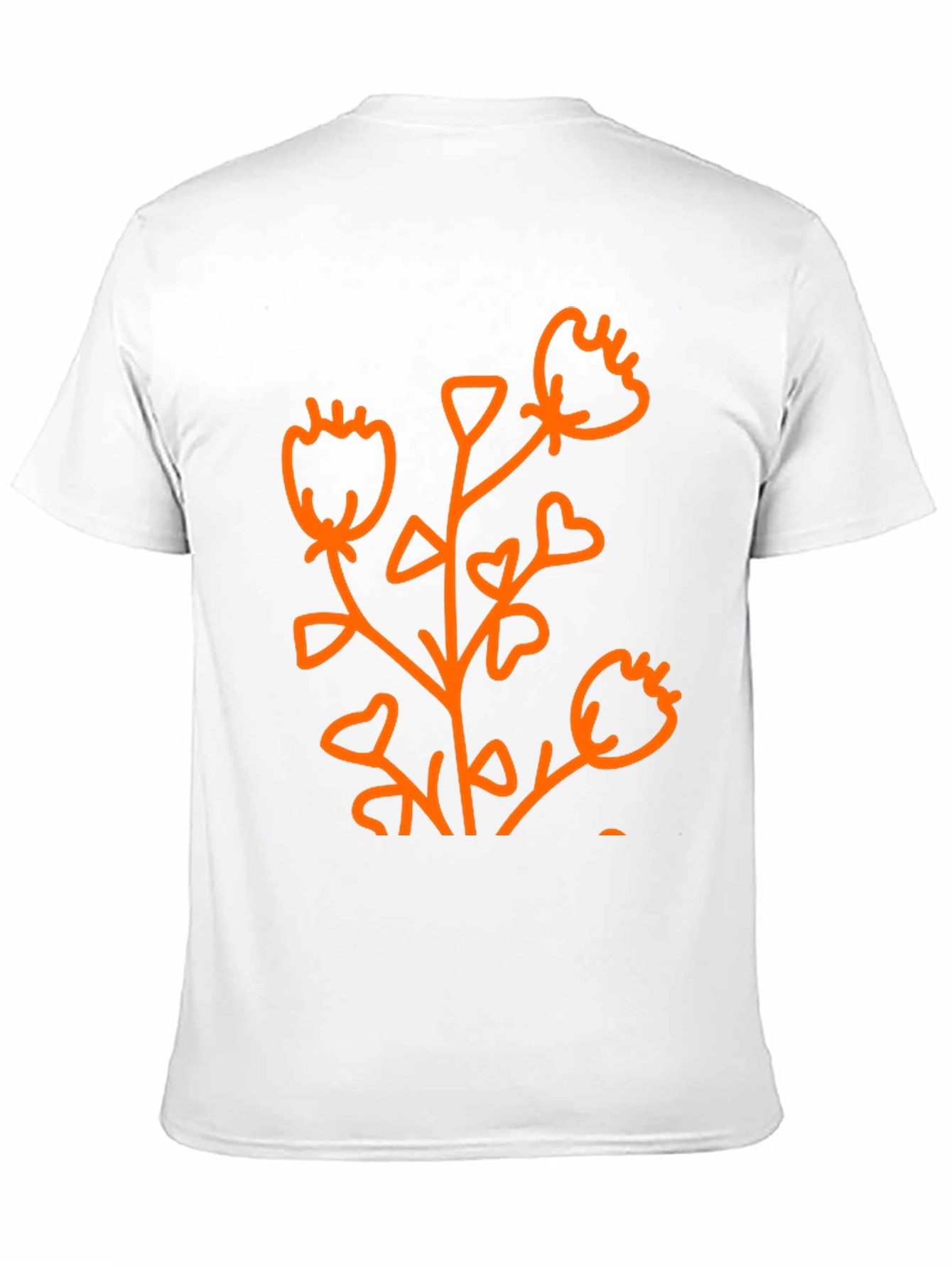 Black Black Graphic Tee - Abstract Orange Flower Design view 11