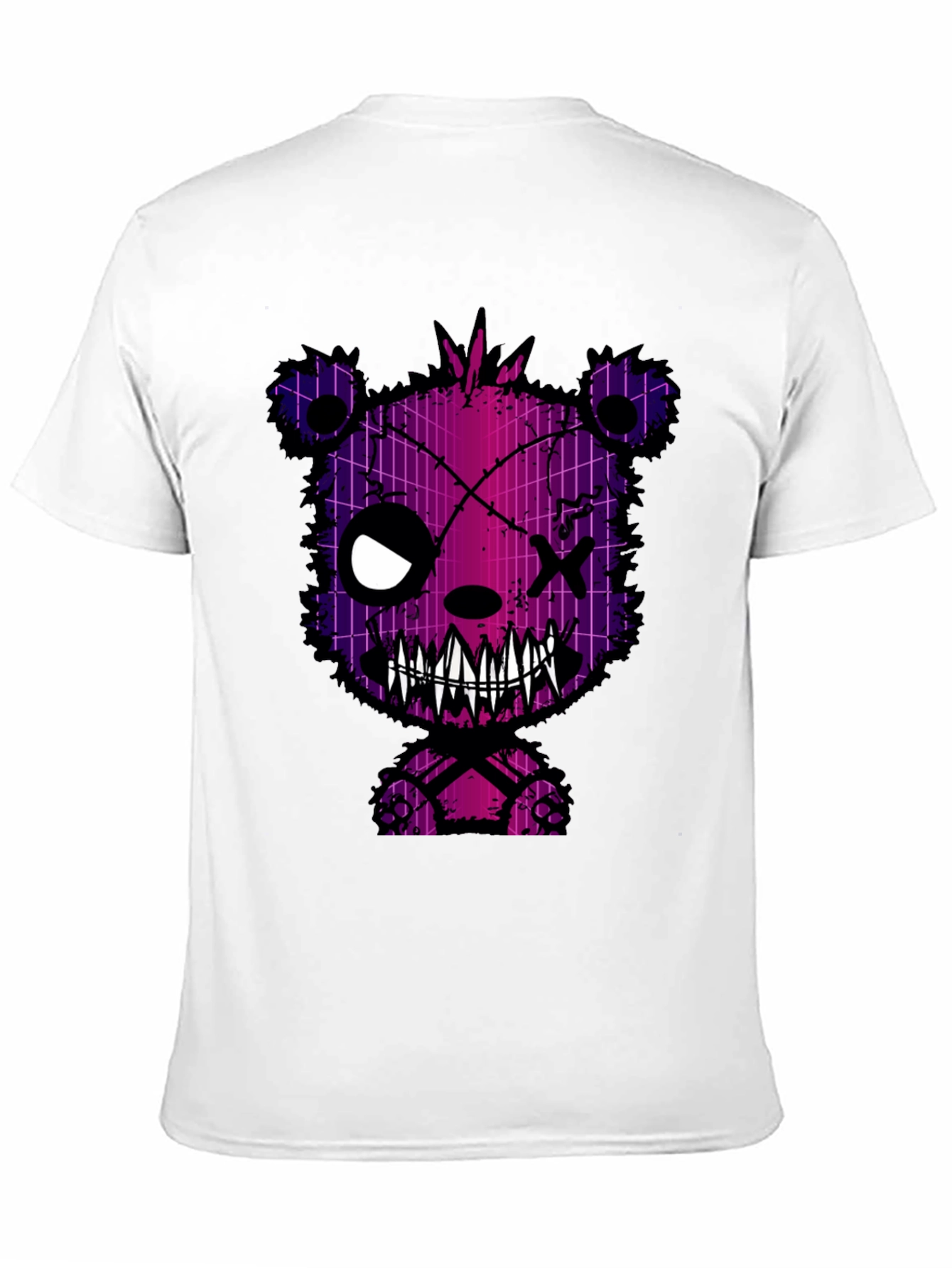 Black Creepy Bear Graphic Print T-Shirt view 11