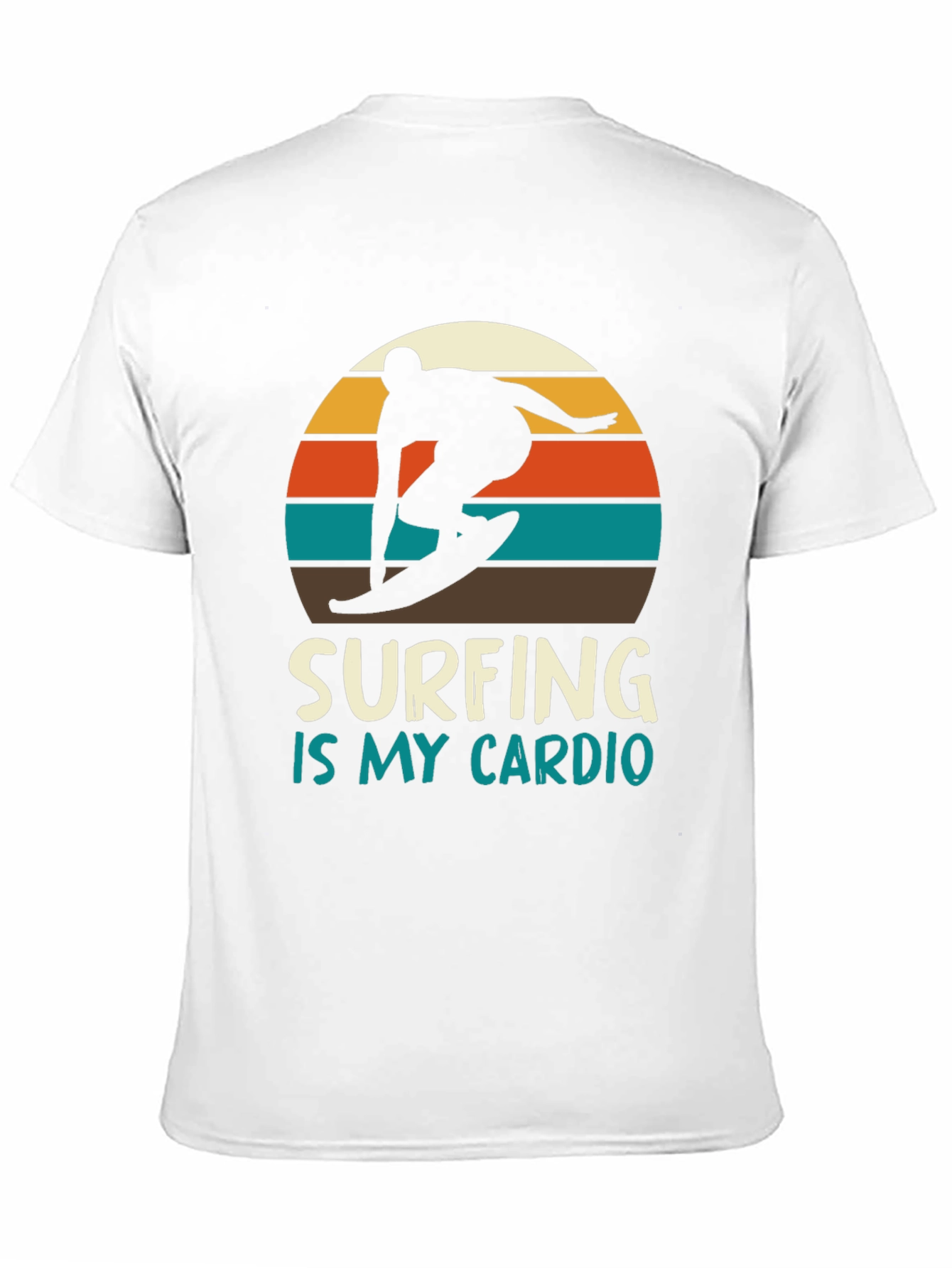 Black Surfing is My Cardio T-Shirt - Retro Sunset Design view 11
