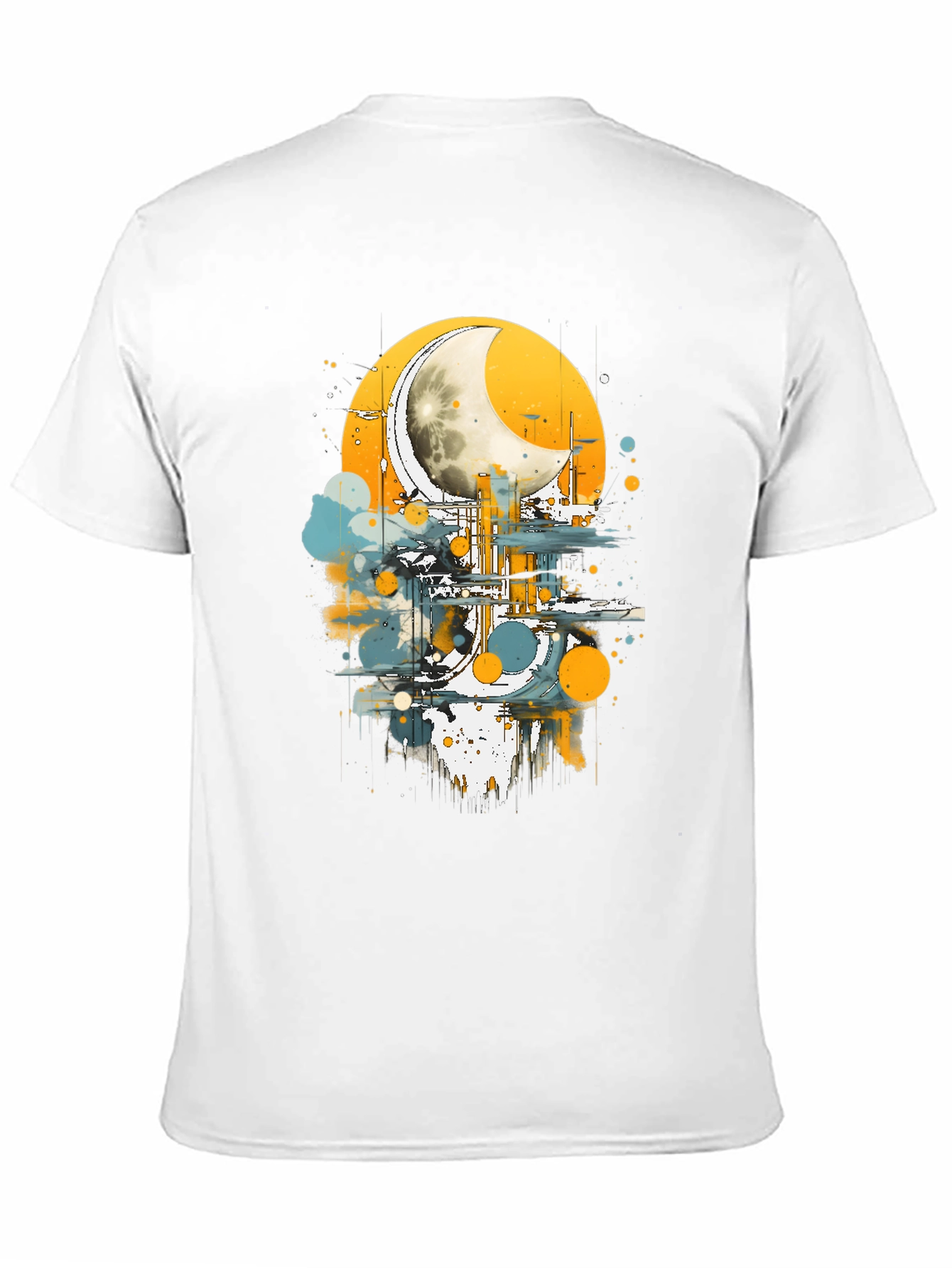 Black Abstract Moon Graphic Tee - Stylish Black Cotton T-Shirt view 11