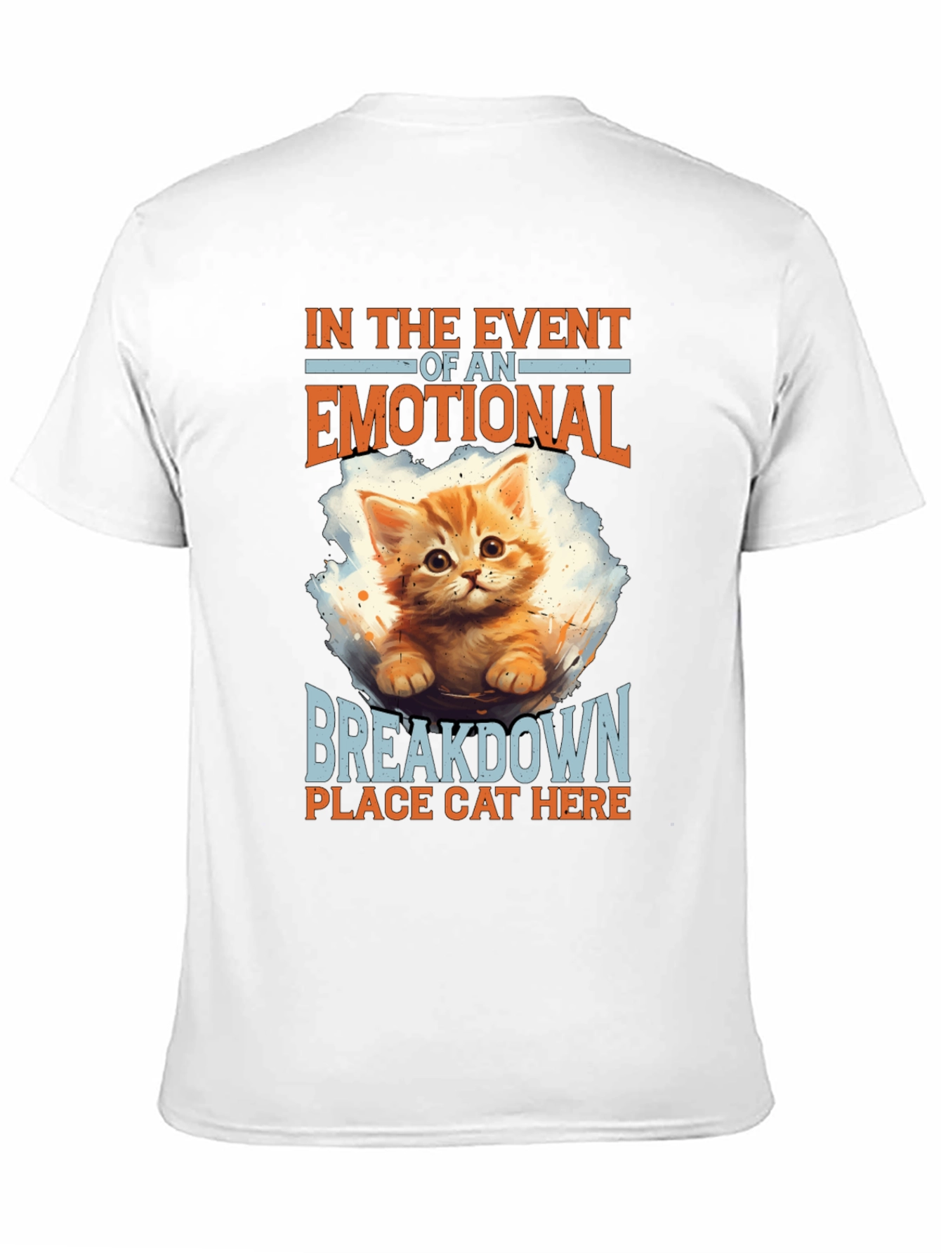 Black Emotional Breakdown Cat T-Shirt view 11