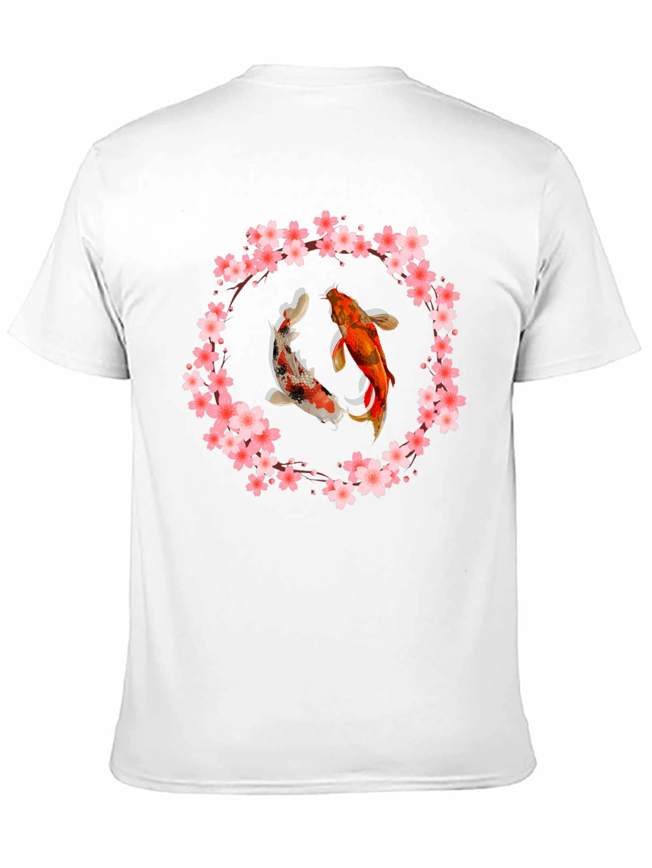 Black Koi Fish Cherry Blossom Graphic T-Shirt view 11