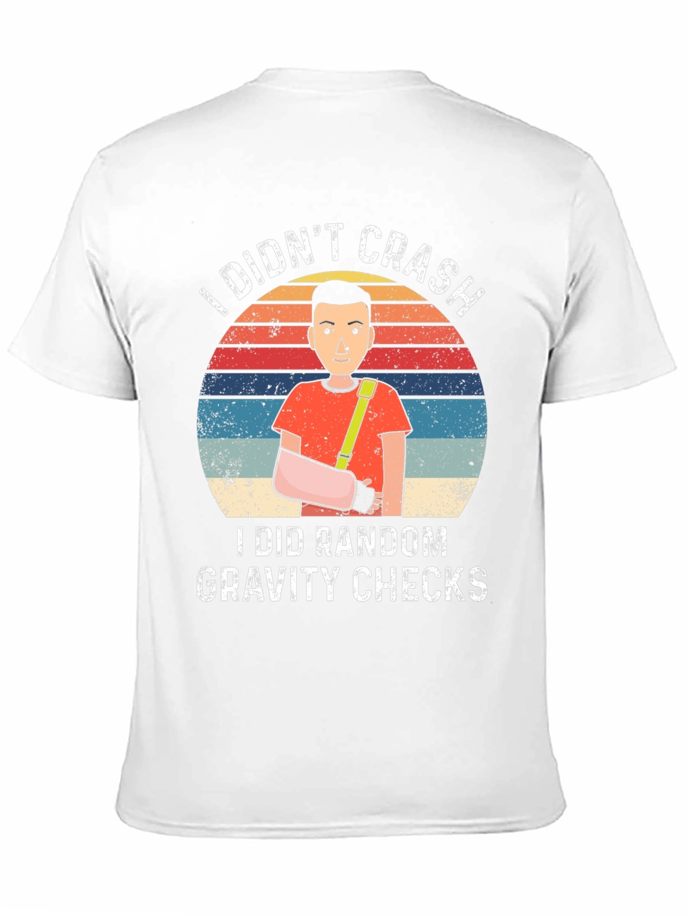 Black Funny Broken Arm Gravity Check T-Shirt view 11