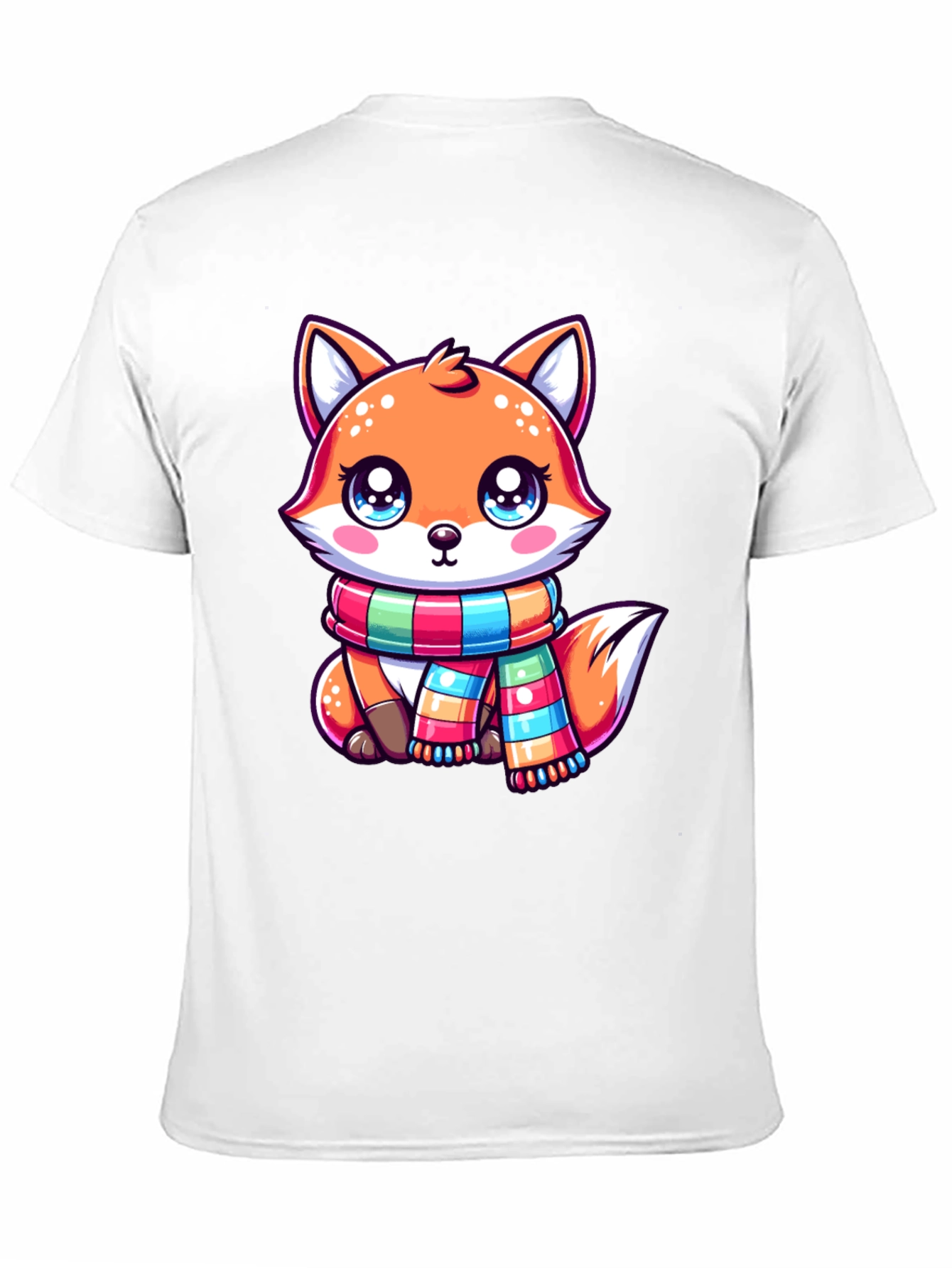 Black Cute Fox Scarf Graphic Tee view 11