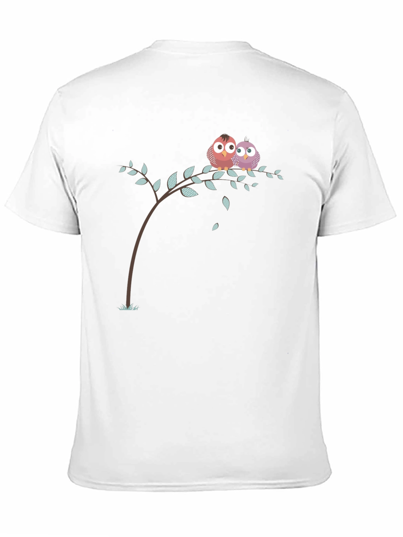 Black Cute Owl Couple on Branch Black T-Shirt view 11