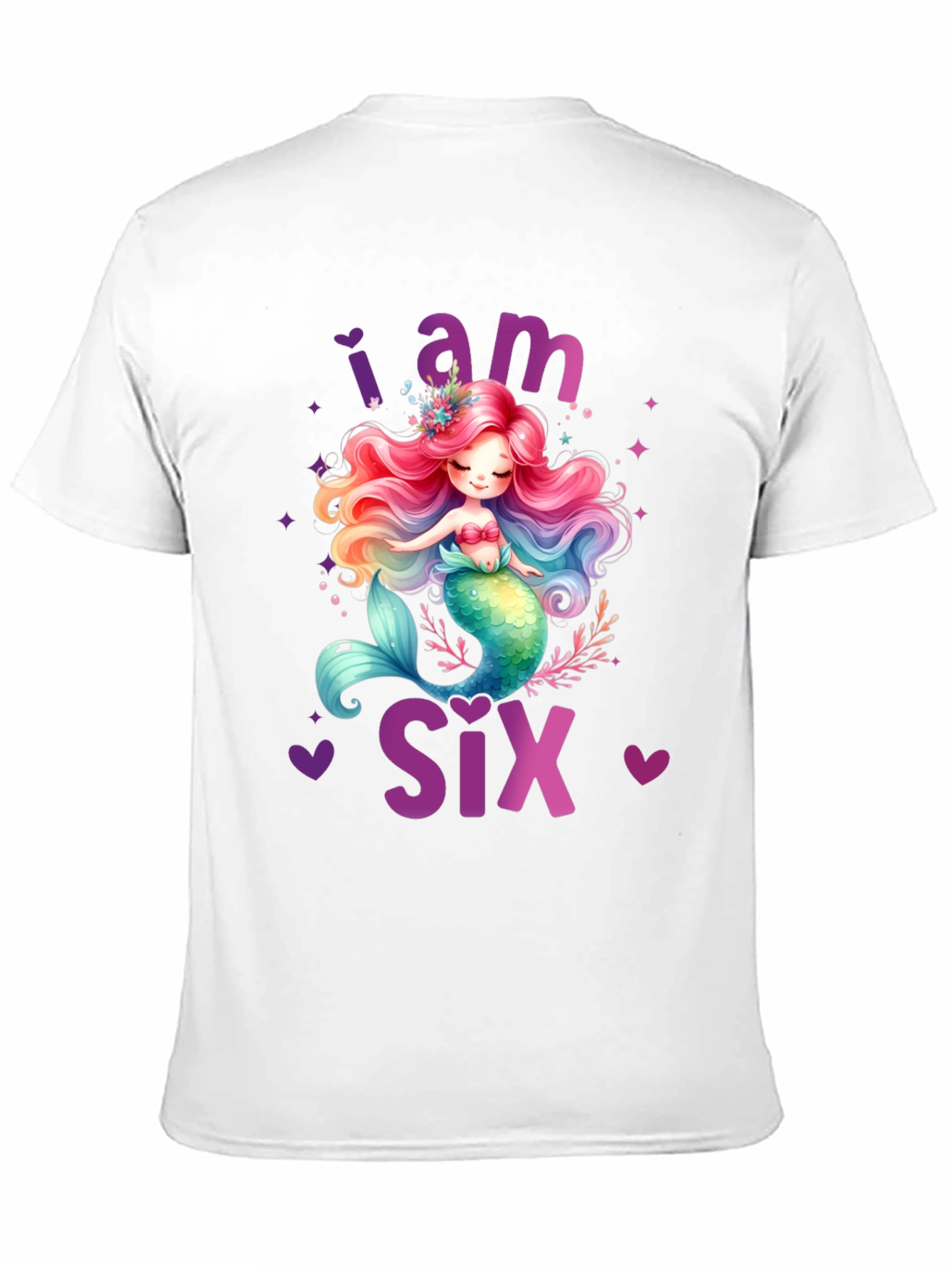 Black I am Six Mermaid Birthday T-Shirt view 11