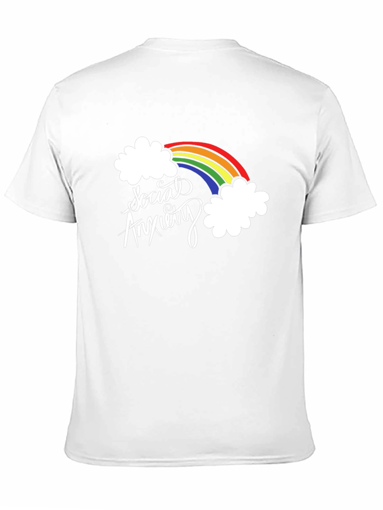 Black Social Anxiety Rainbow Graphic Black T-Shirt view 11