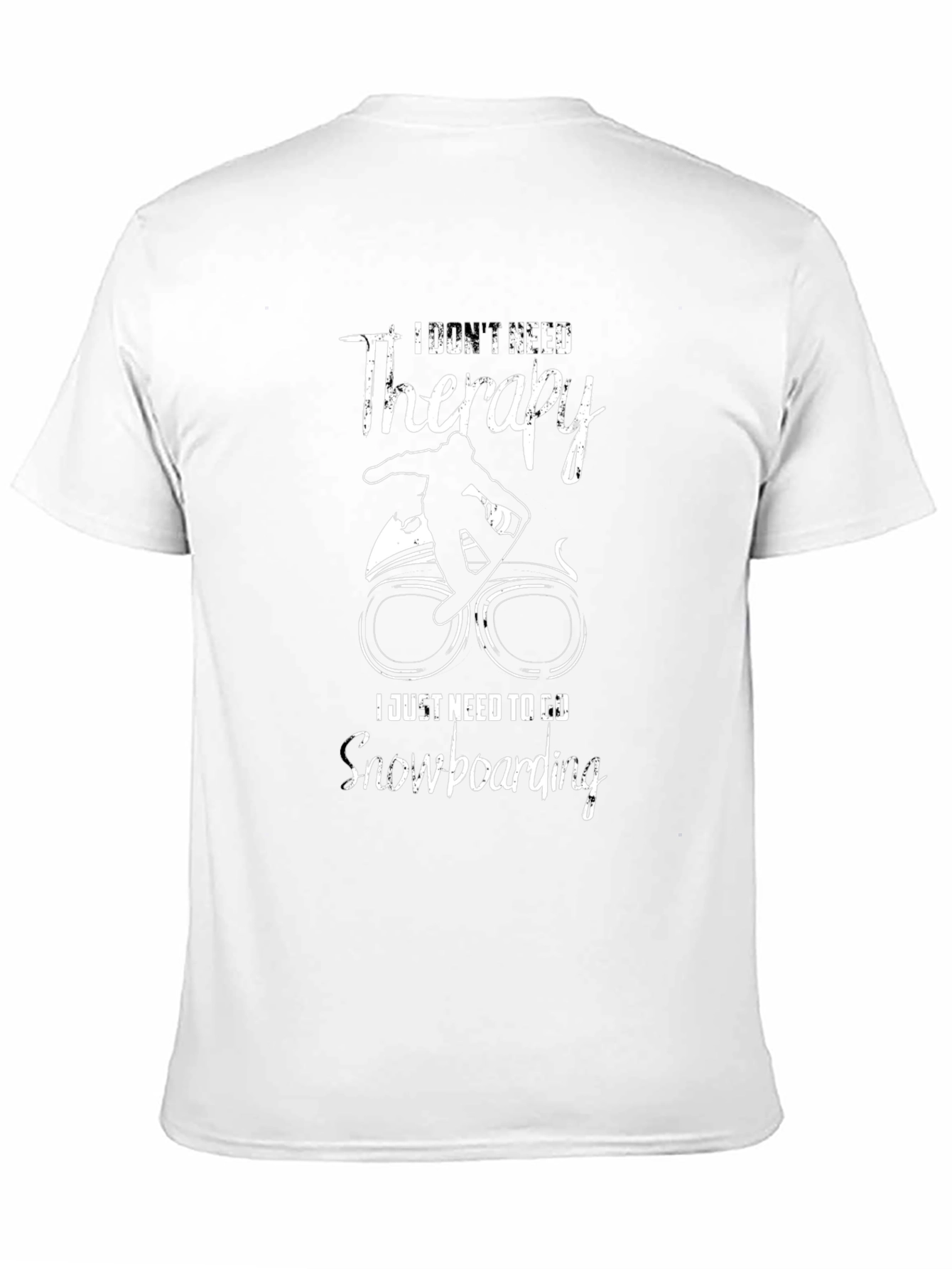 Black Snowboarding Therapy T-Shirt view 11