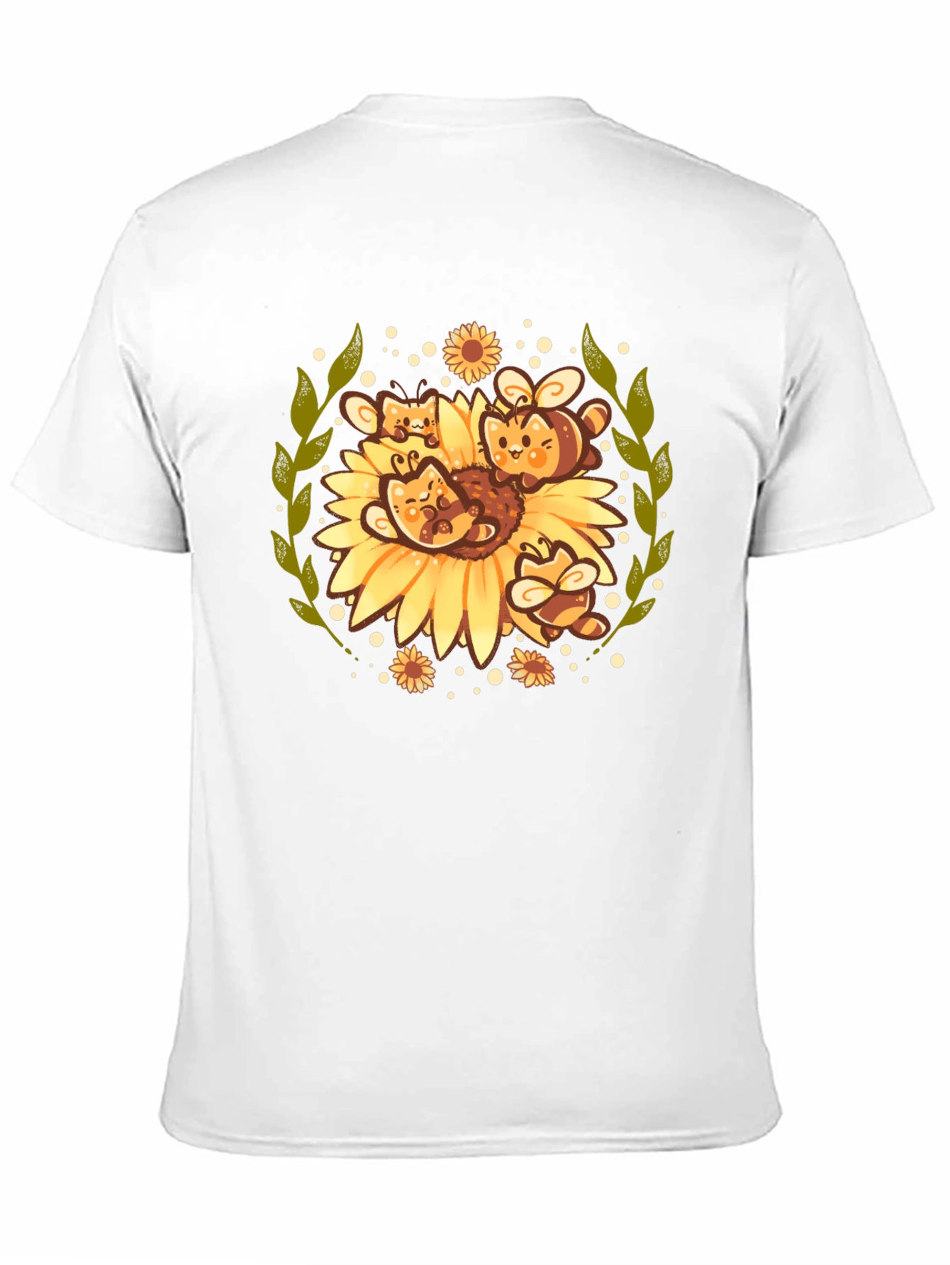 Black Cute Bee & Sunflower Graphic Tee view 11