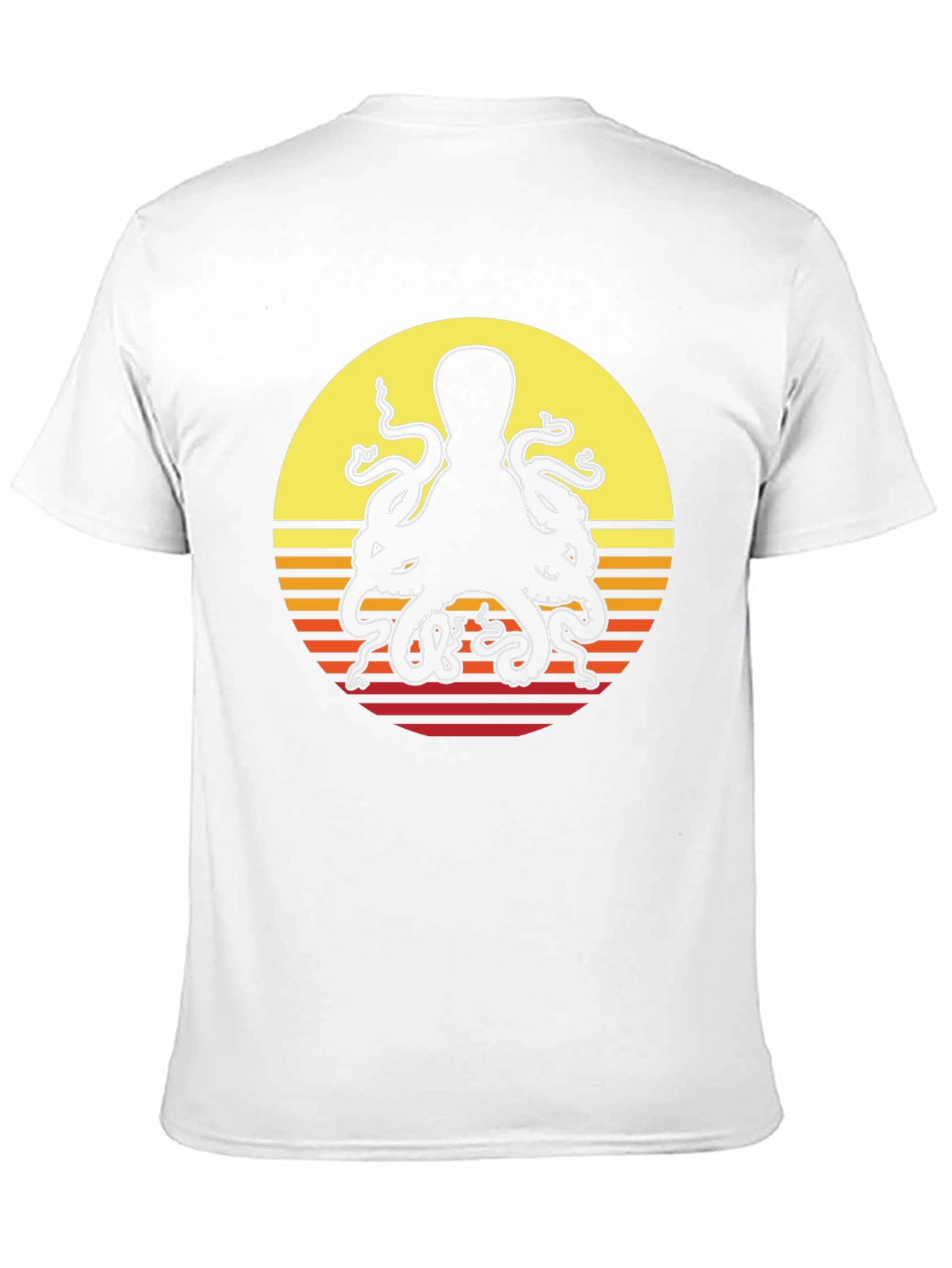 Black Retro Octopus Sunset Graphic T-Shirt view 11