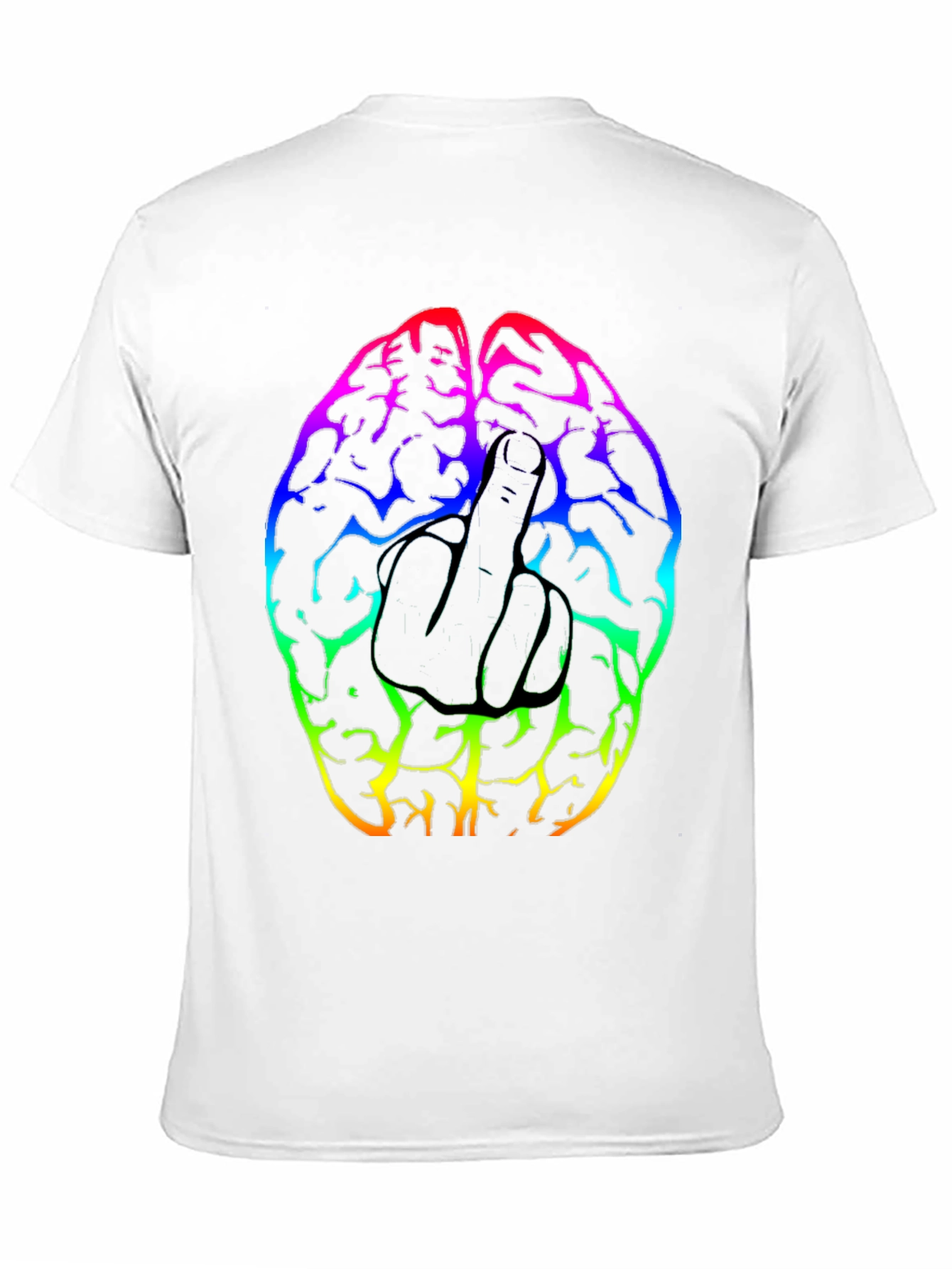 Black Rainbow Brain Middle Finger Graphic T-Shirt view 11