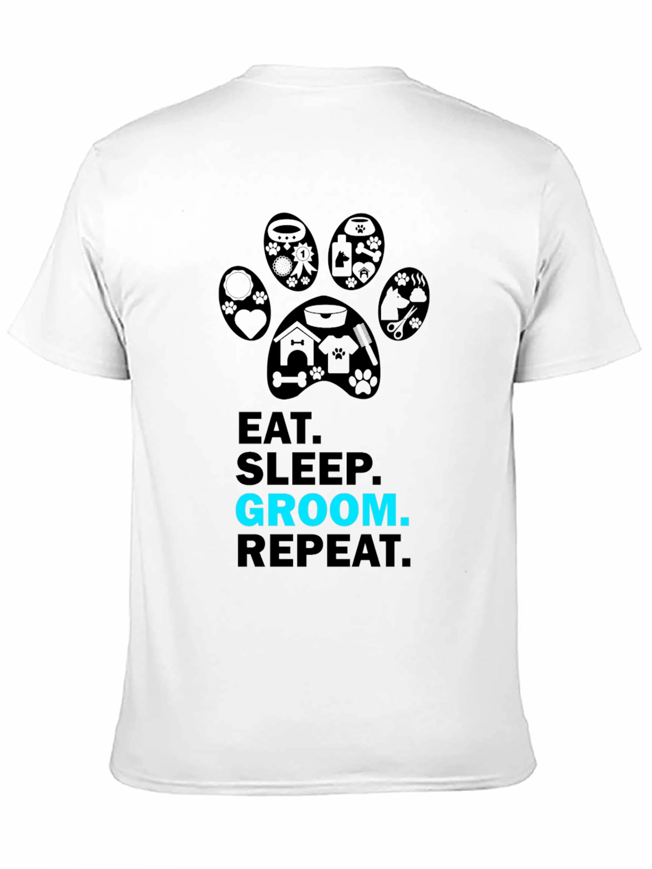 Black Eat Sleep Groom Repeat Graphic Tee view 11