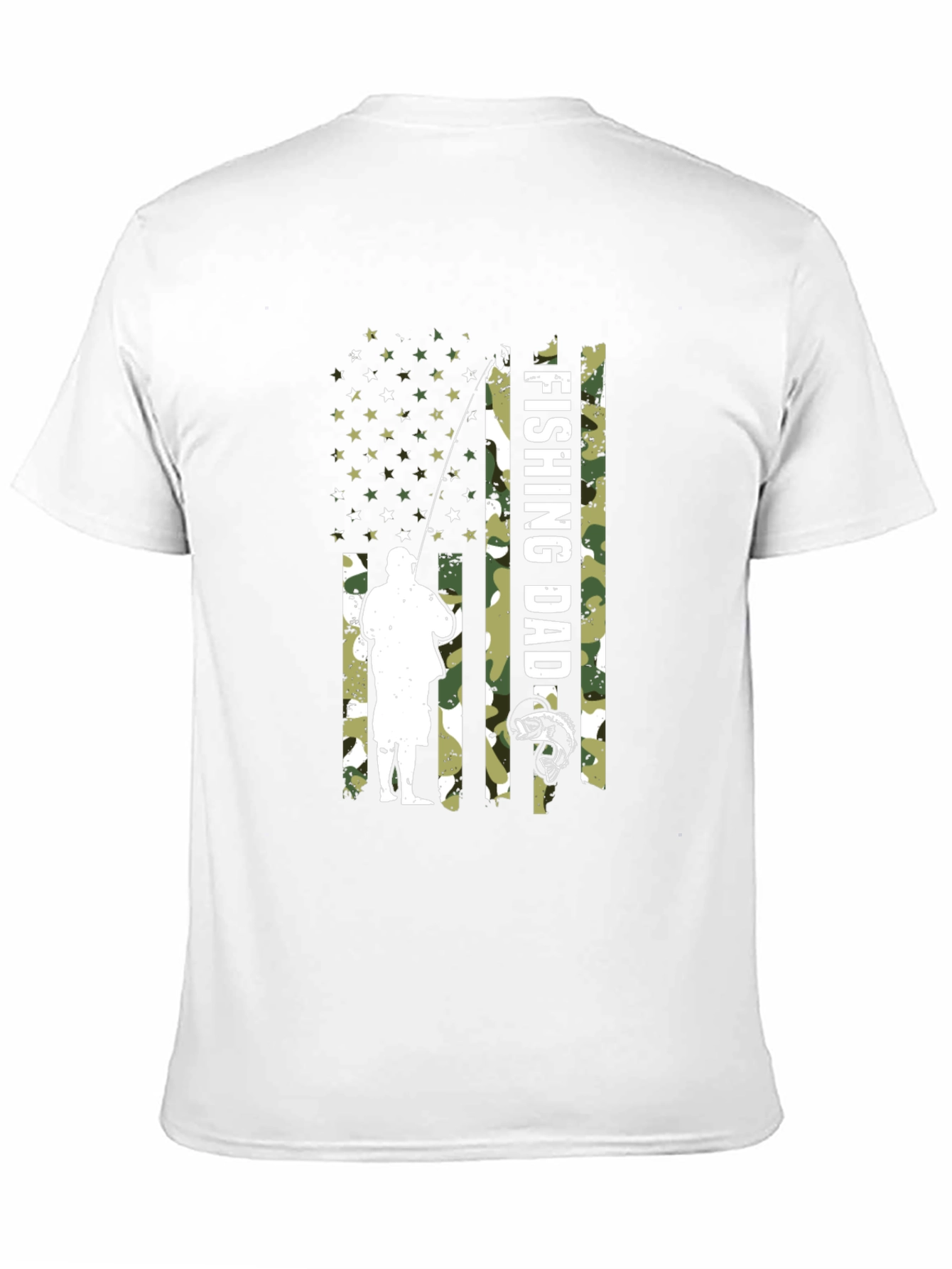 Black Fishing Dad Camo American Flag T-Shirt view 11