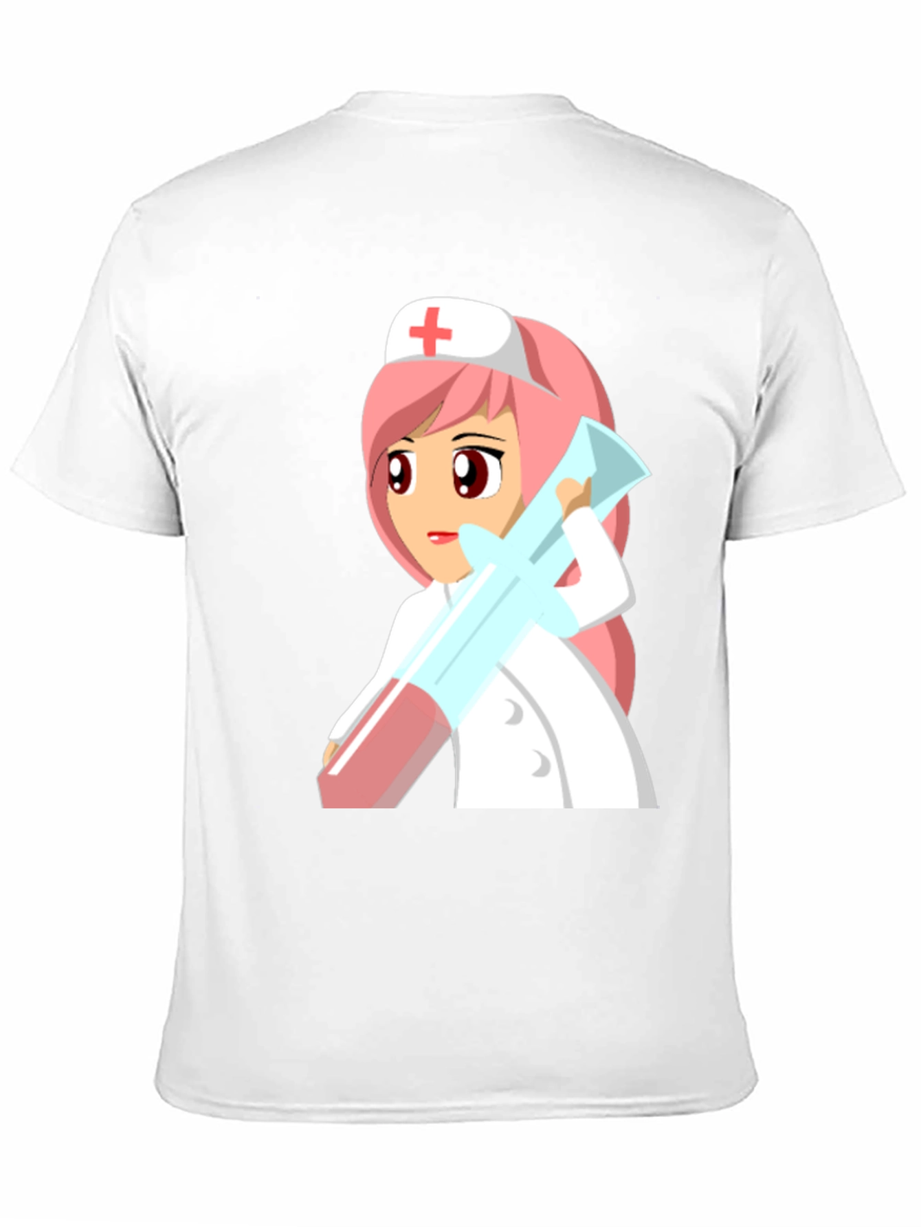 Black Cartoon Nurse Graphic Tee - Unisex Black T-Shirt view 11