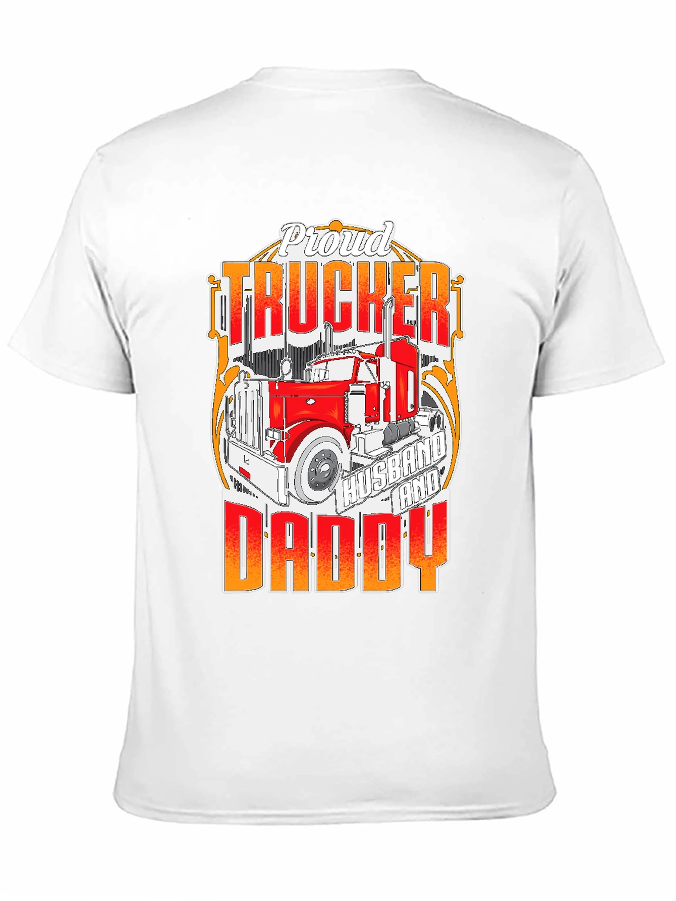 Black Proud Trucker Husband and Daddy T-Shirt view 11