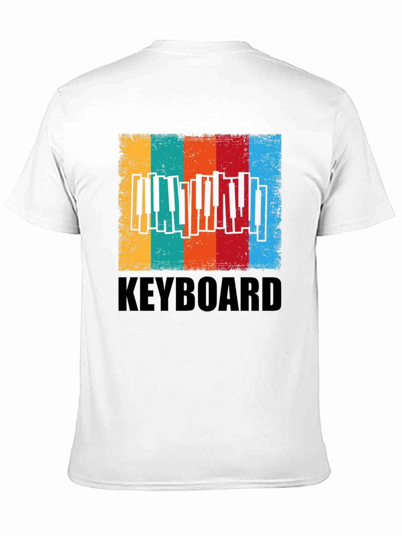 Black Vintage Keyboard Music T-Shirt view 11