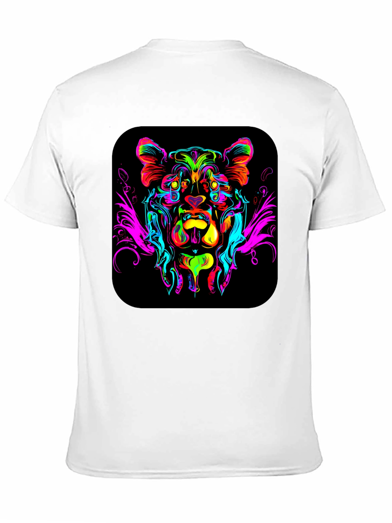 Black Vivid Lion Graphic Black T-Shirt view 11