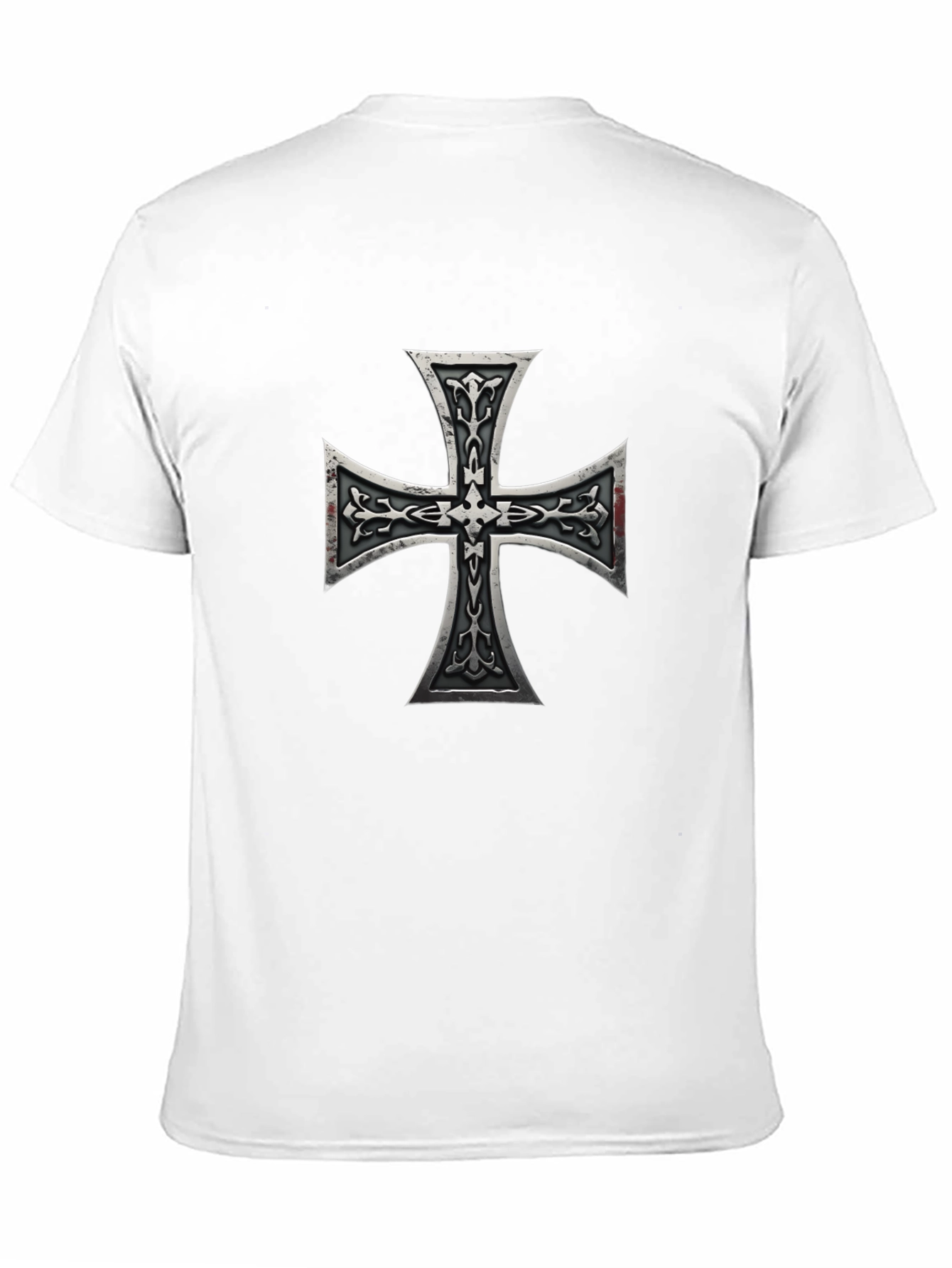 Black Iron Cross Graphic Print Black T-Shirt view 11