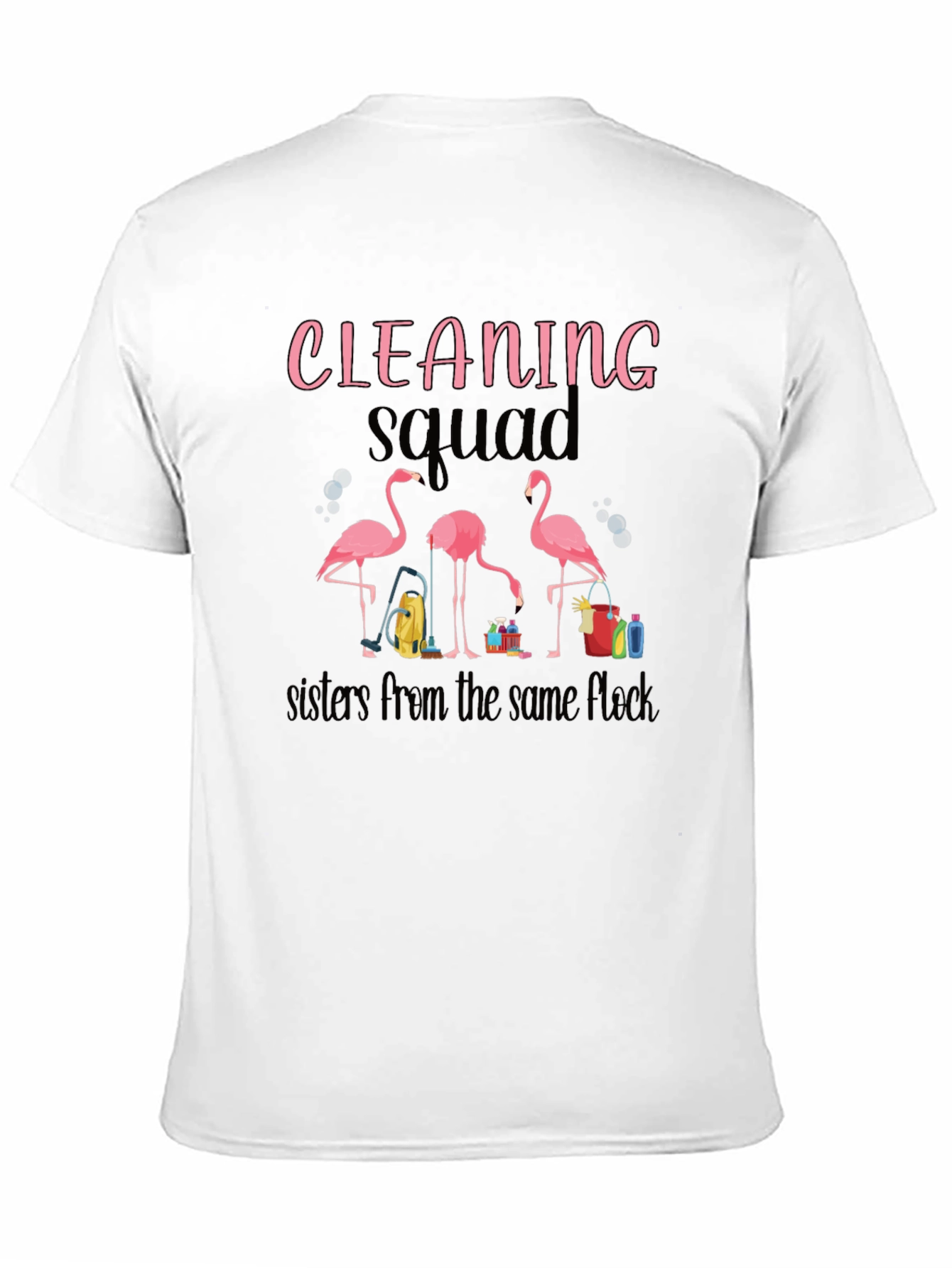 Black Cleaning Squad Flamingo Graphic T-Shirt view 11