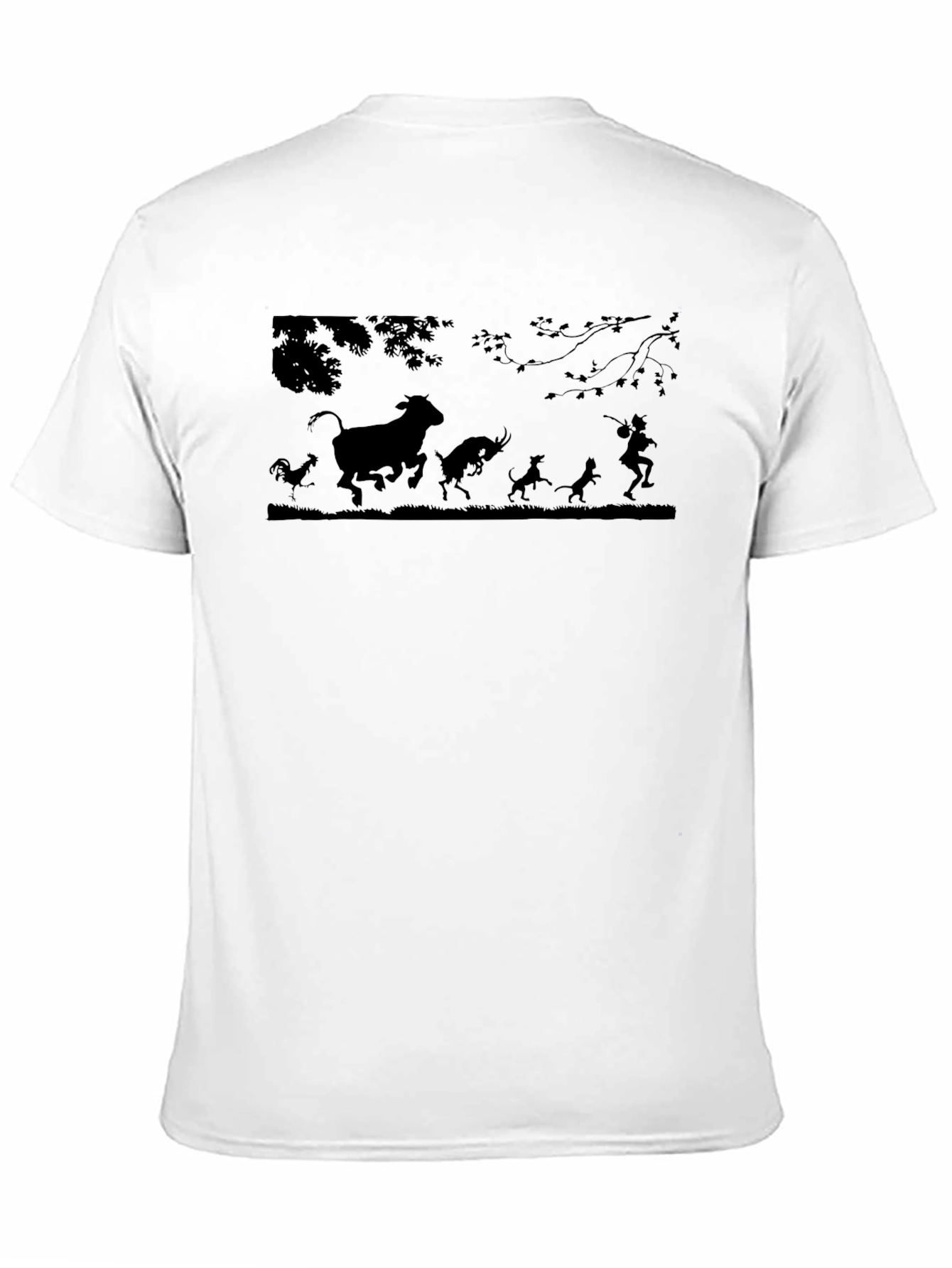 Black Silhouette Animal Chase Black T-Shirt view 11