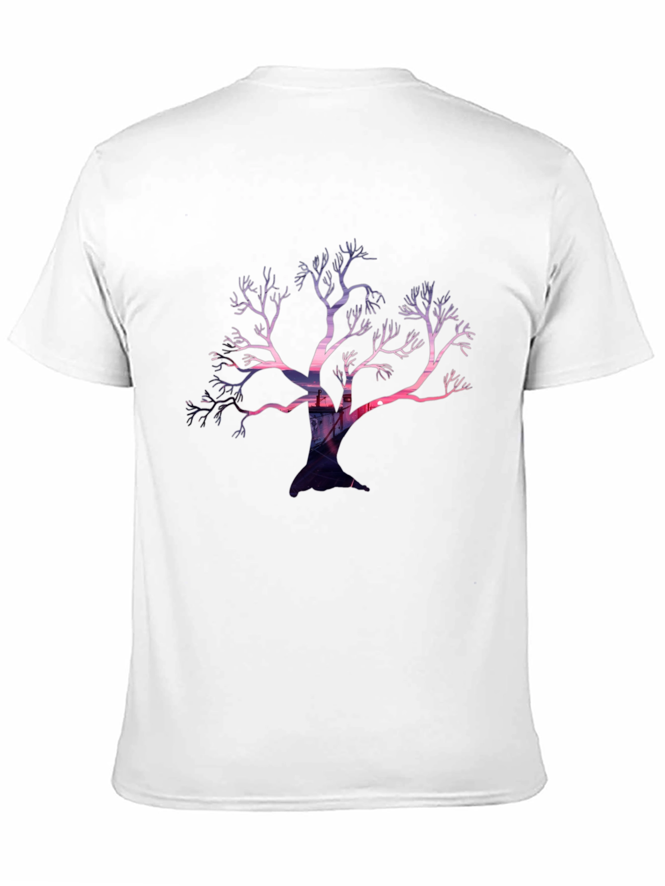 Black Abstract Tree Graphic Black T-Shirt view 11