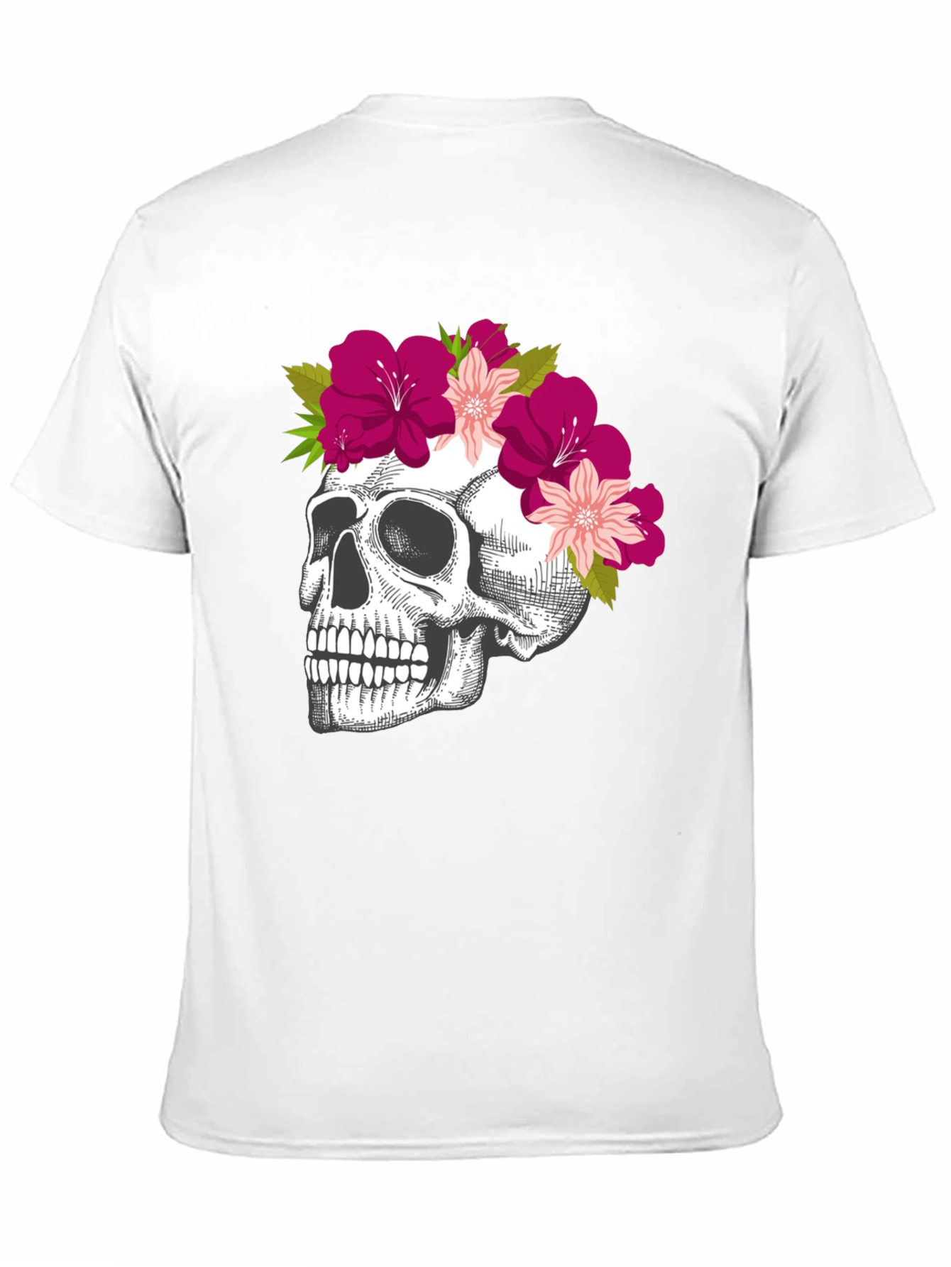 Black Floral Skull Graphic Tee - Unique & Stylish view 11