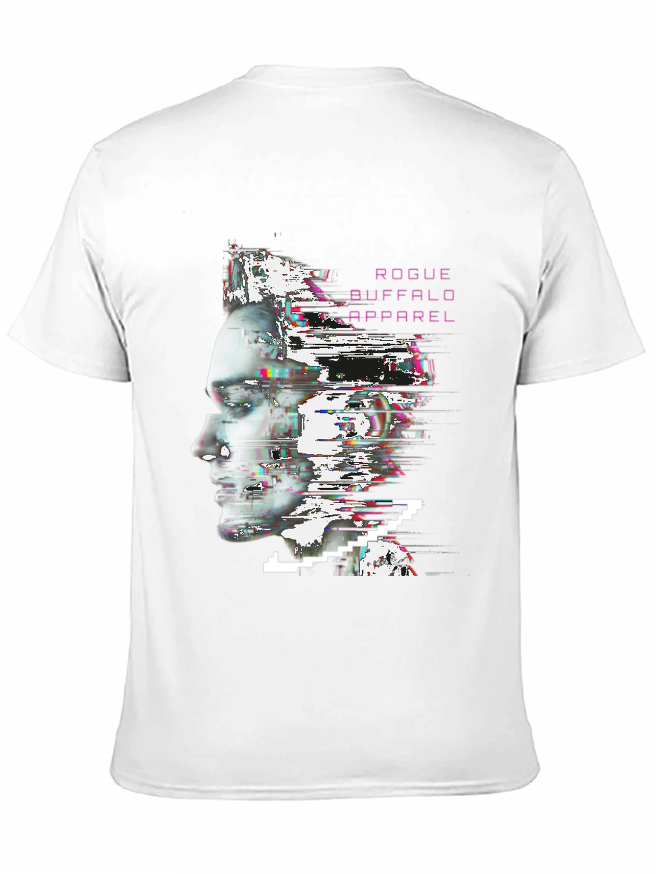 Black Rogue Buffalo Apparel Glitch Portrait T-Shirt view 11