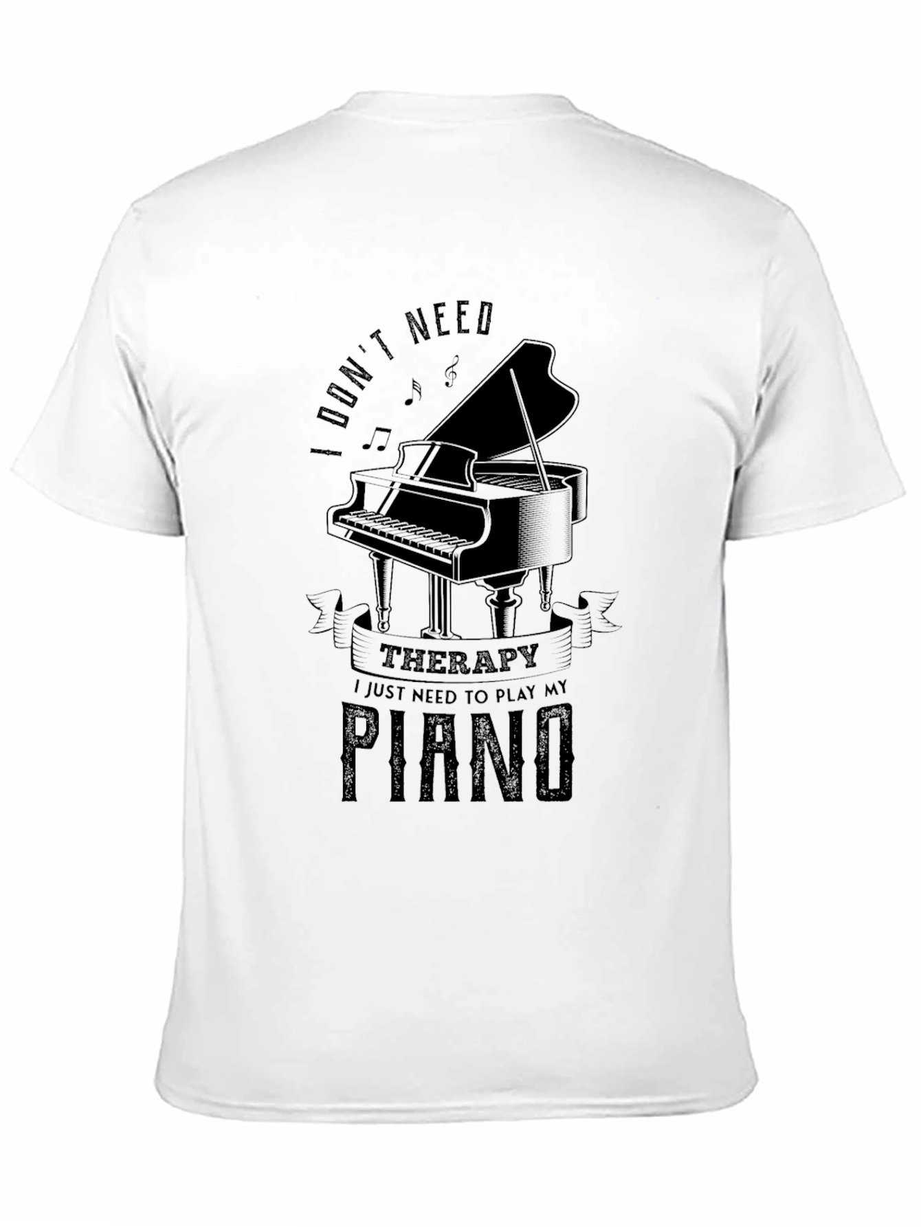 Black Piano Therapy T-Shirt: Music Lover's Comfort view 11