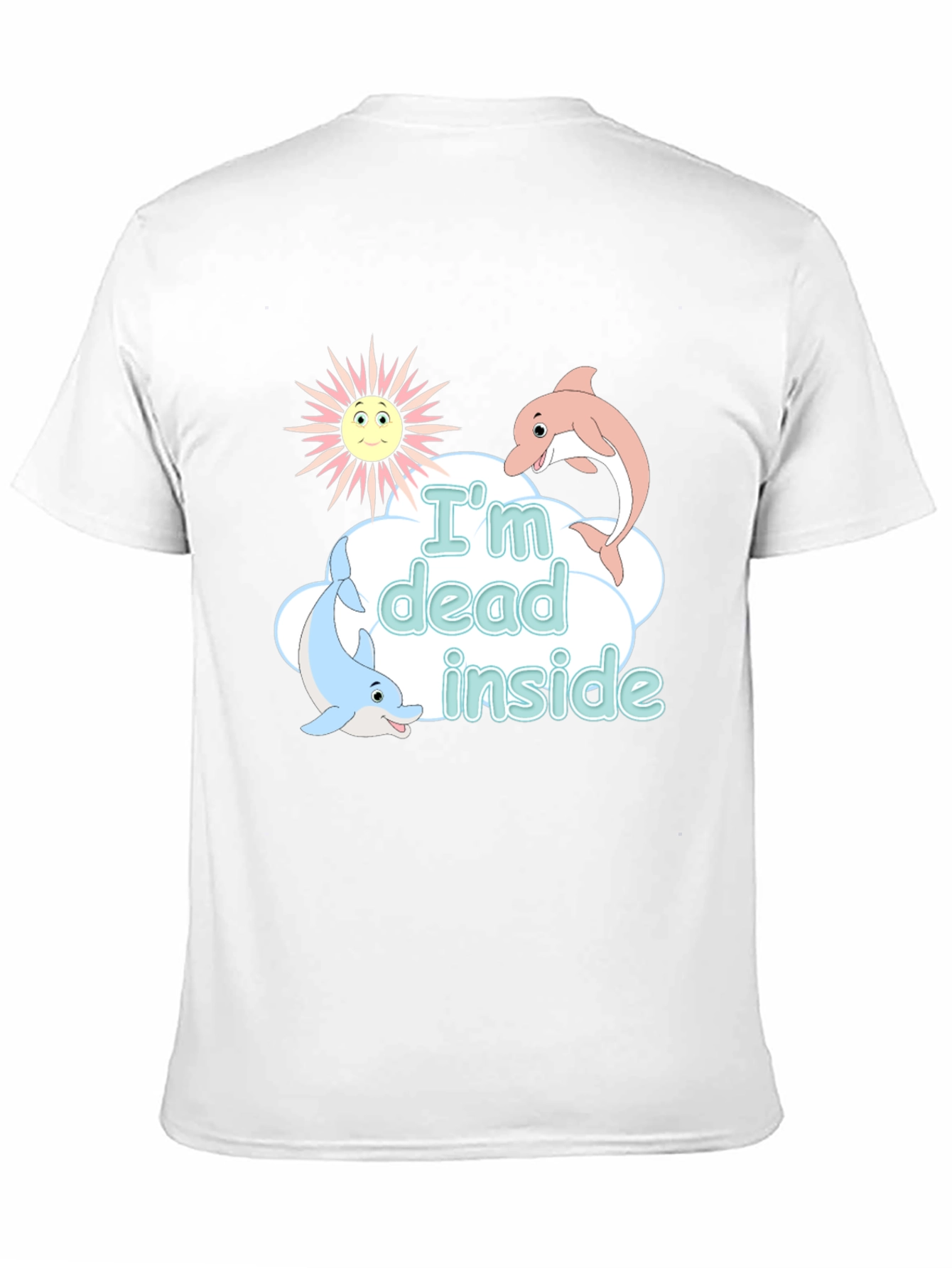 Black I'm Dead Inside Funny Dolphin Graphic T-Shirt view 11