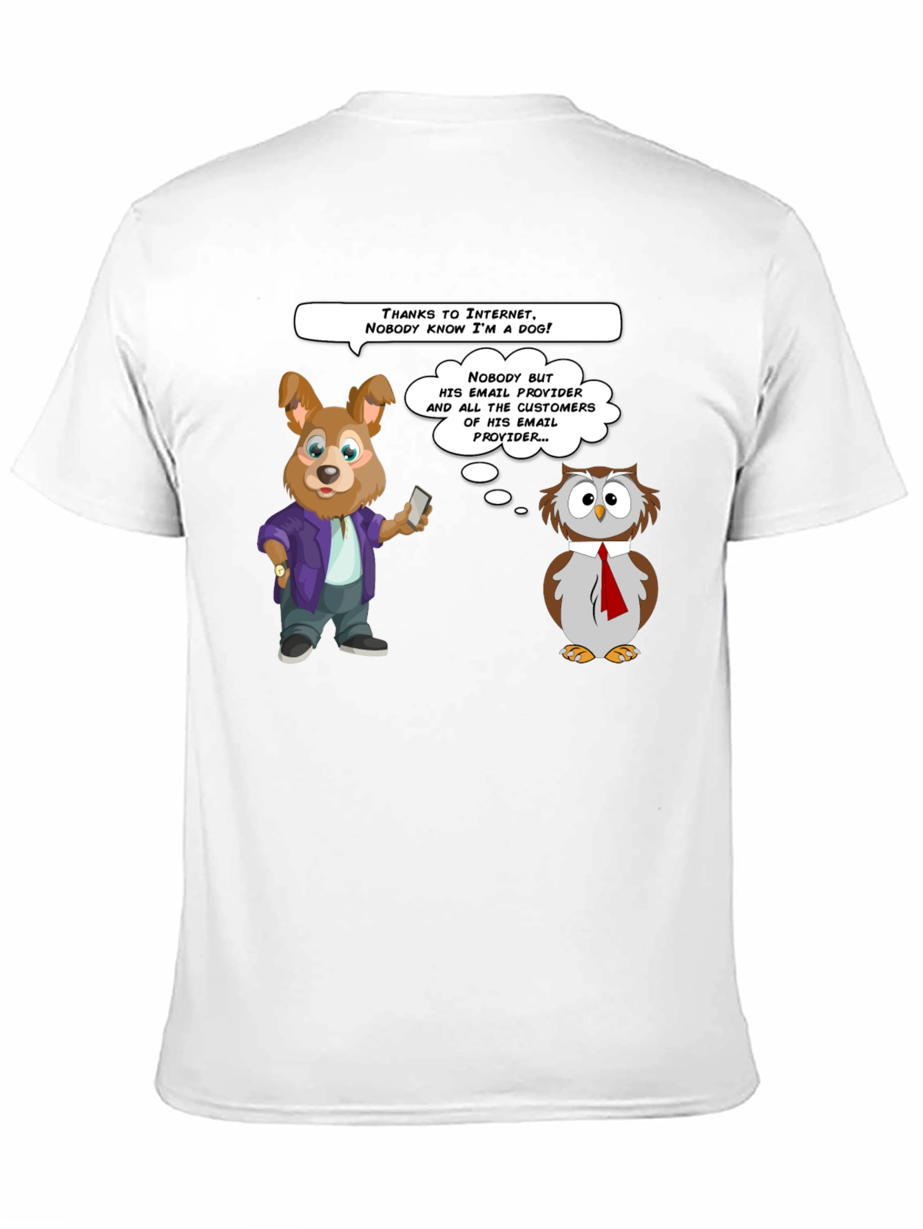 Black Funny Internet Dog & Owl T-Shirt view 11