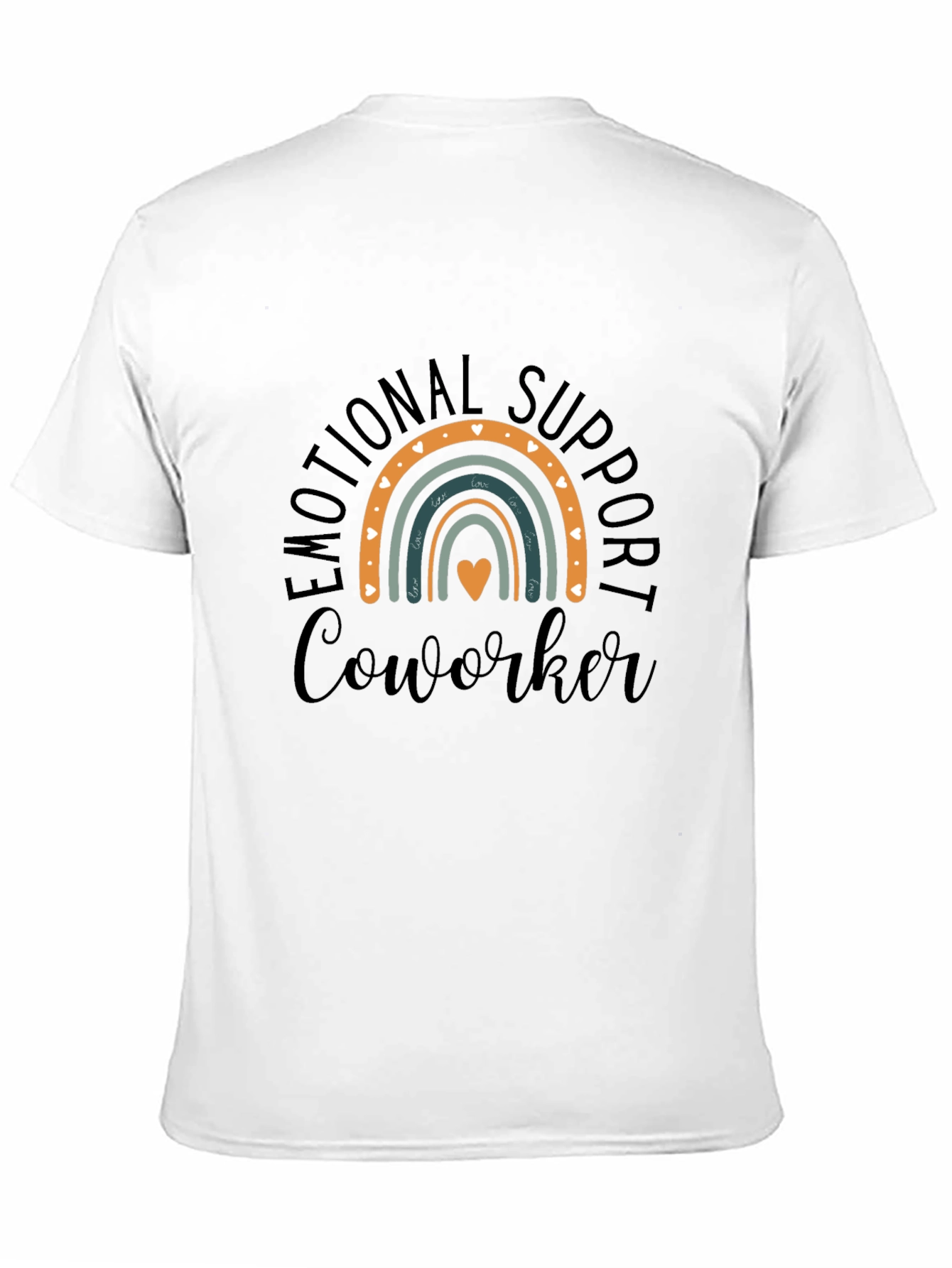 Black Emotional Support Coworker Rainbow Graphic T-Shirt view 11