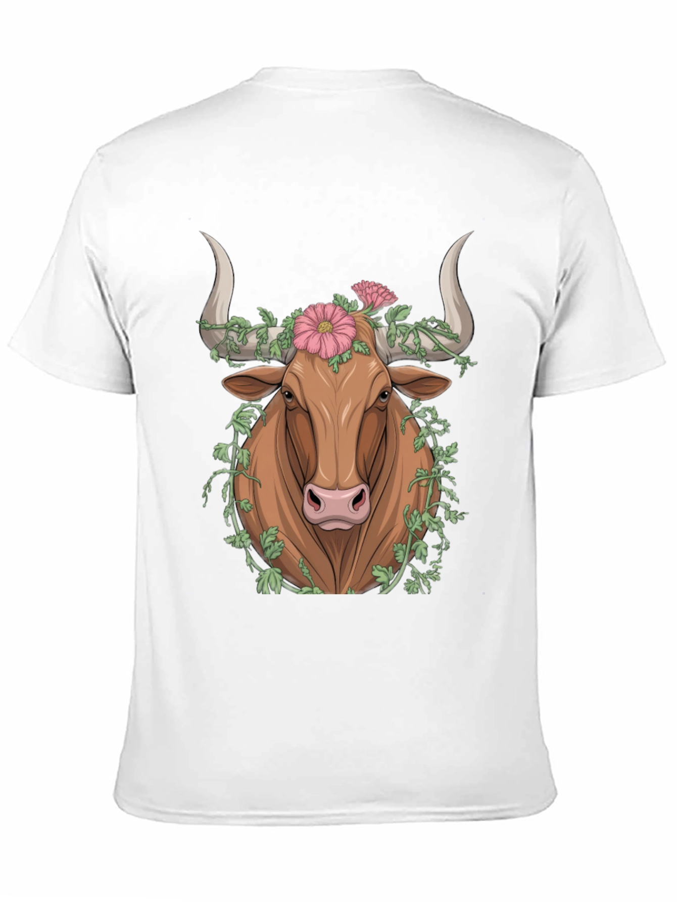 Black Floral Bull Graphic Tee - Unique Animal Print view 11
