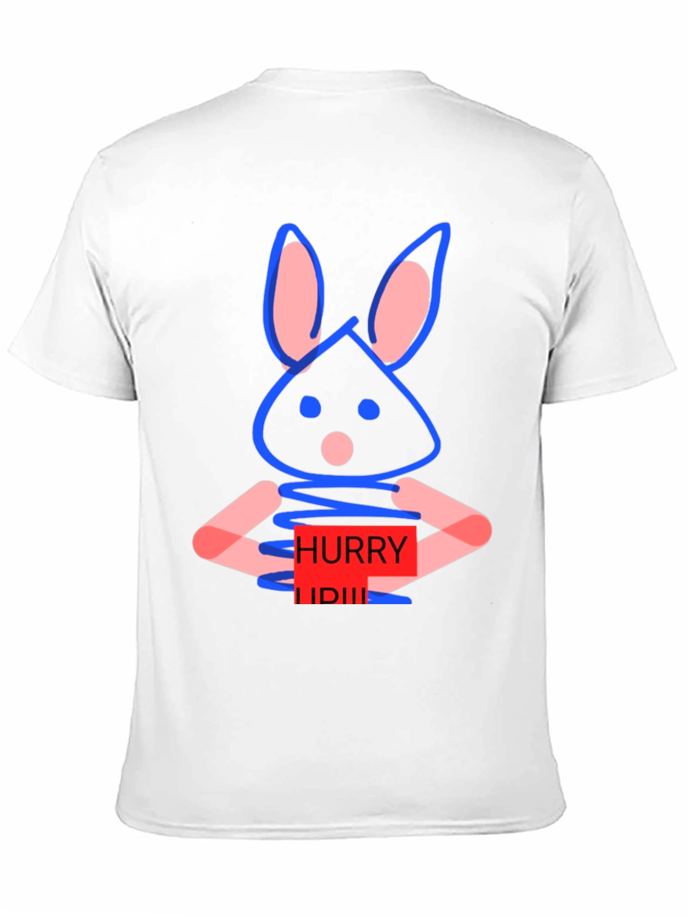 Black Whimsical Bunny Graphic Tee - Hurry Up! Design view 11