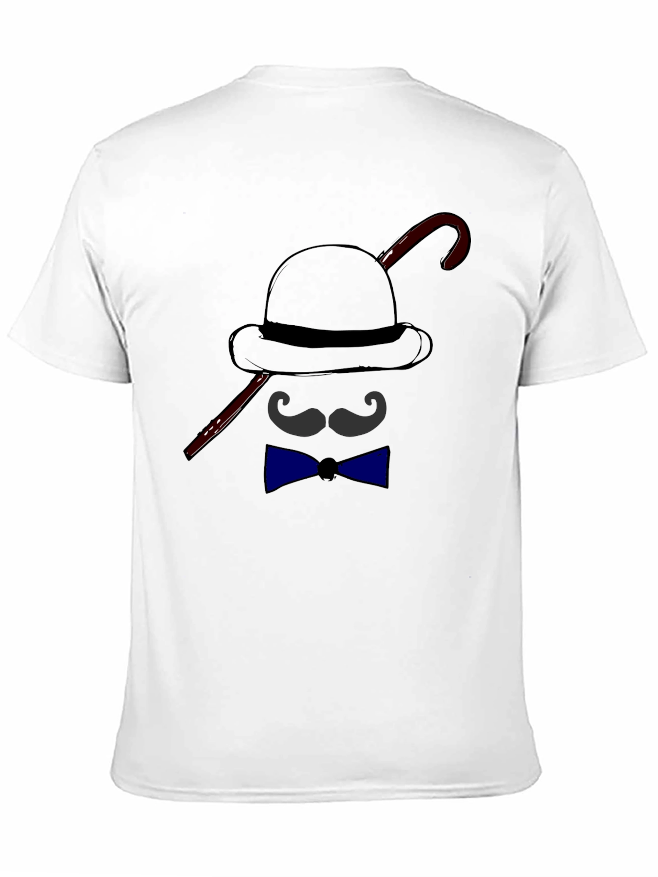 Black Men's Funny Bowler Hat & Bow Tie Graphic T-Shirt view 11