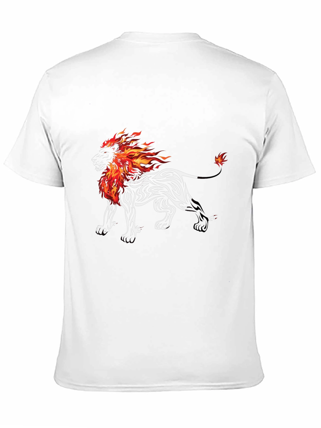 Black Fiery Lion Graphic Tee - Black Cotton Blend T-Shirt view 11