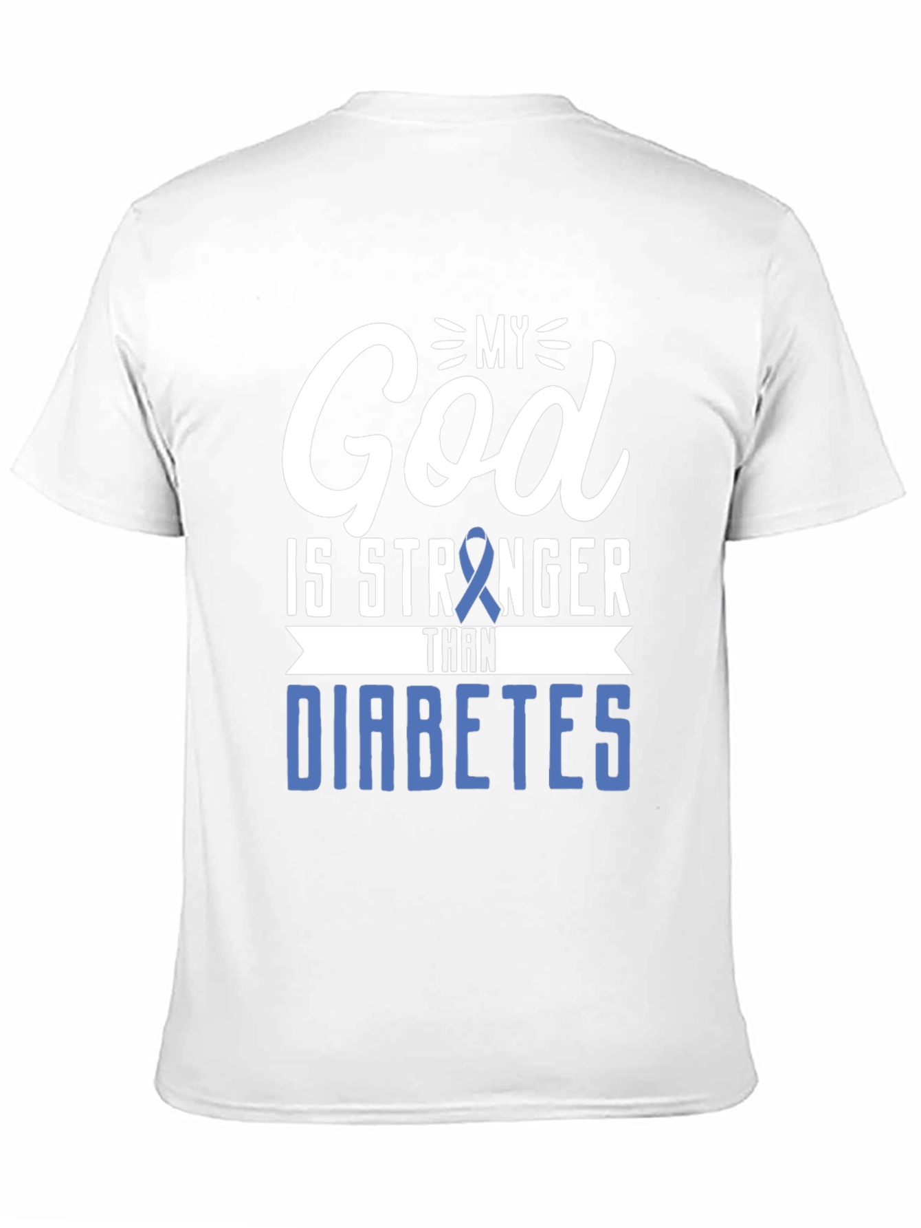 Black My God Is Stronger Than Diabetes Awareness T-Shirt view 11