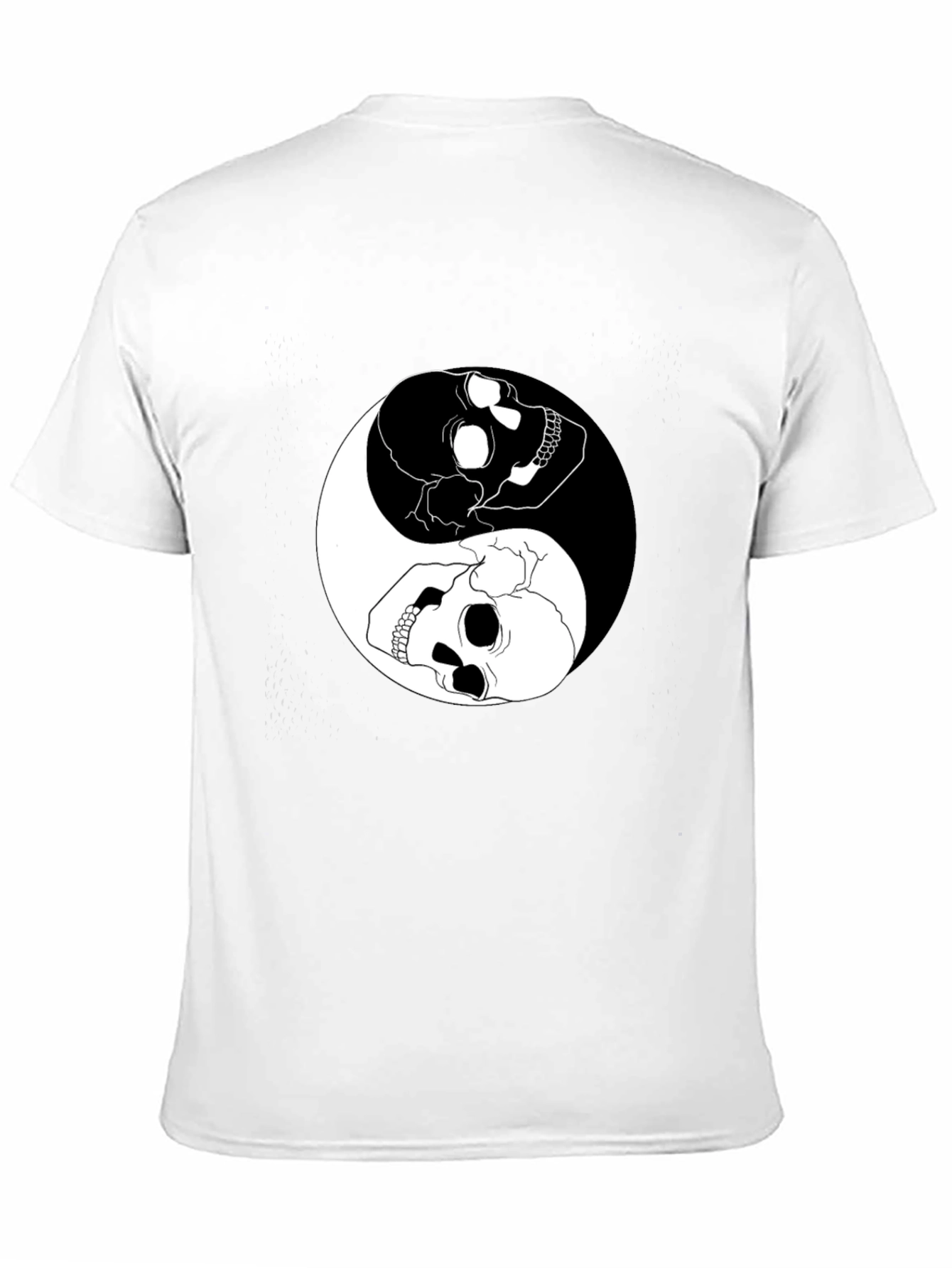 Black Yin Yang Skull Graphic T-Shirt - Black Cotton Tee view 11