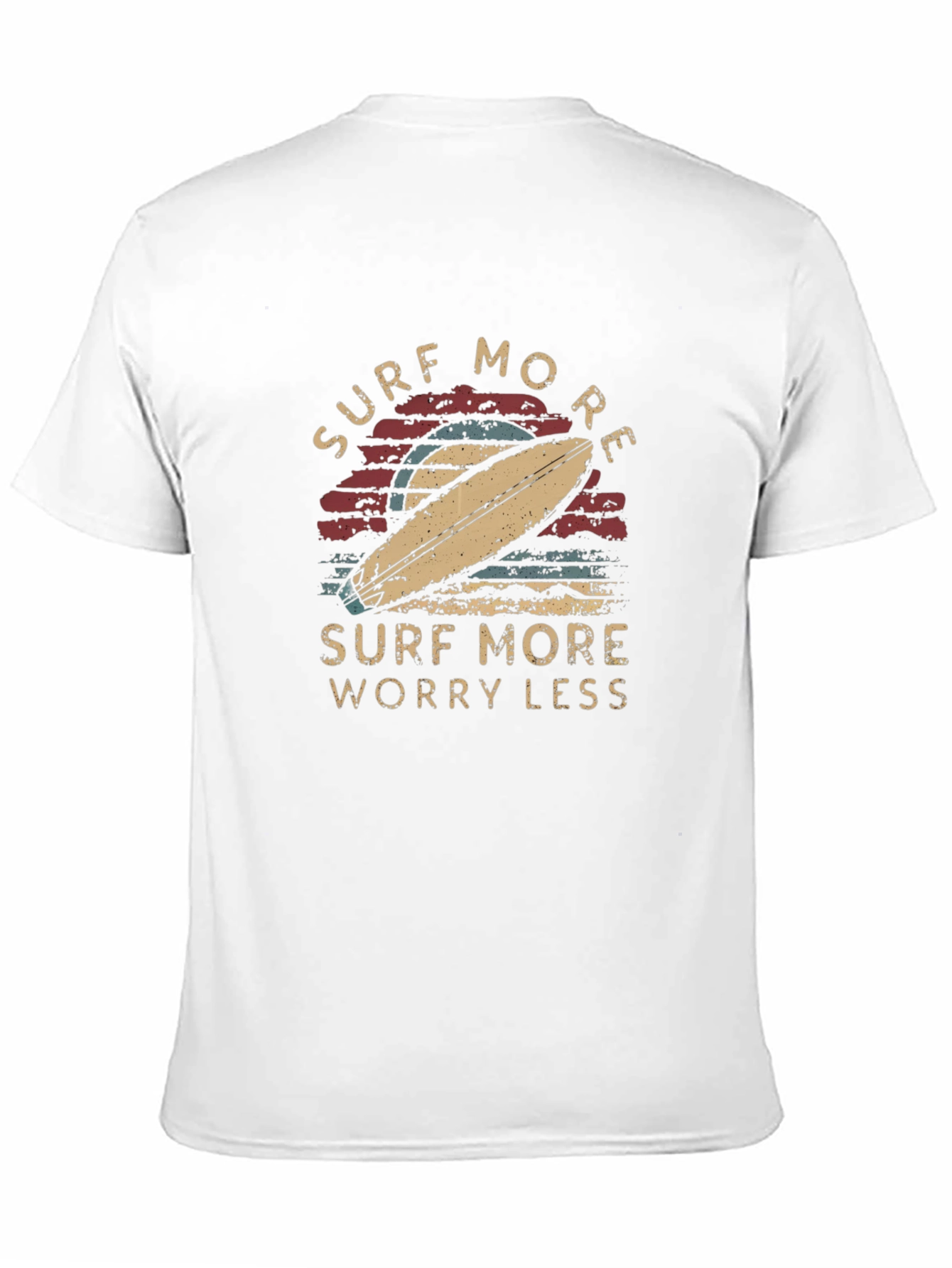 Black Surf More Worry Less Graphic Tee - Retro Surfboard Design view 11