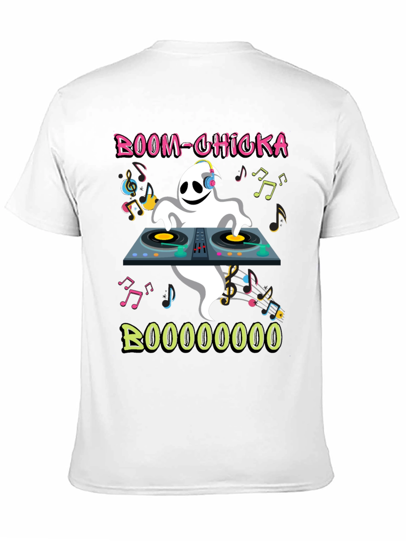 Black DJ Ghost Graphic Tee - Halloween Party Shirt view 11