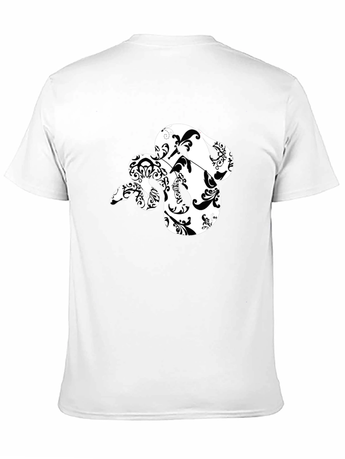 Black Stylish Black T-Shirt with Floral Snake Design view 11