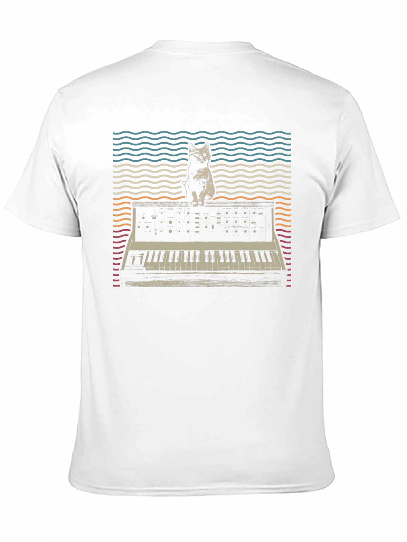 Black Cat Synth T-Shirt: Vintage Keyboard Tee view 11