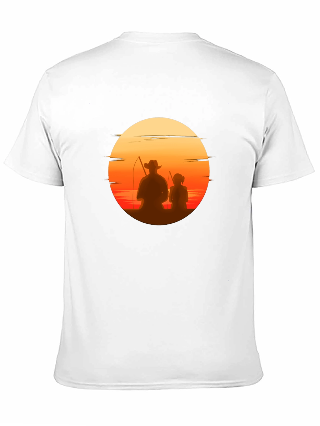 Black Sunset Fishing T-Shirt: Dad & Daughter Silhouette Tee view 11