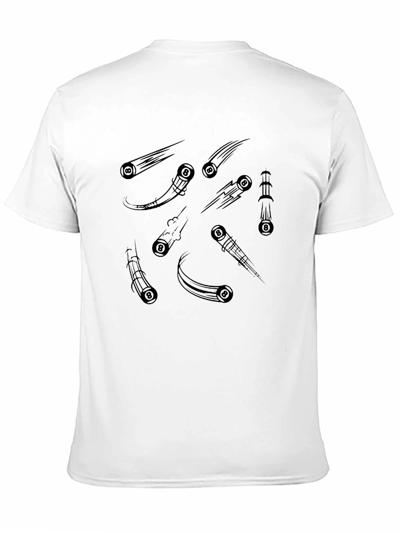 Black Cool Black T-Shirt with Graphic Billiard Ball Comet Design view 11