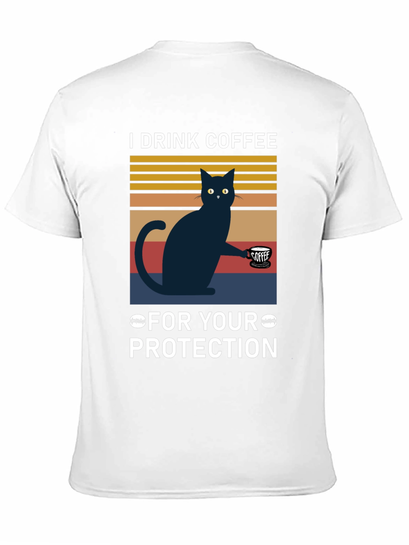 Black Funny Cat Coffee T-Shirt - For Your Protection view 11