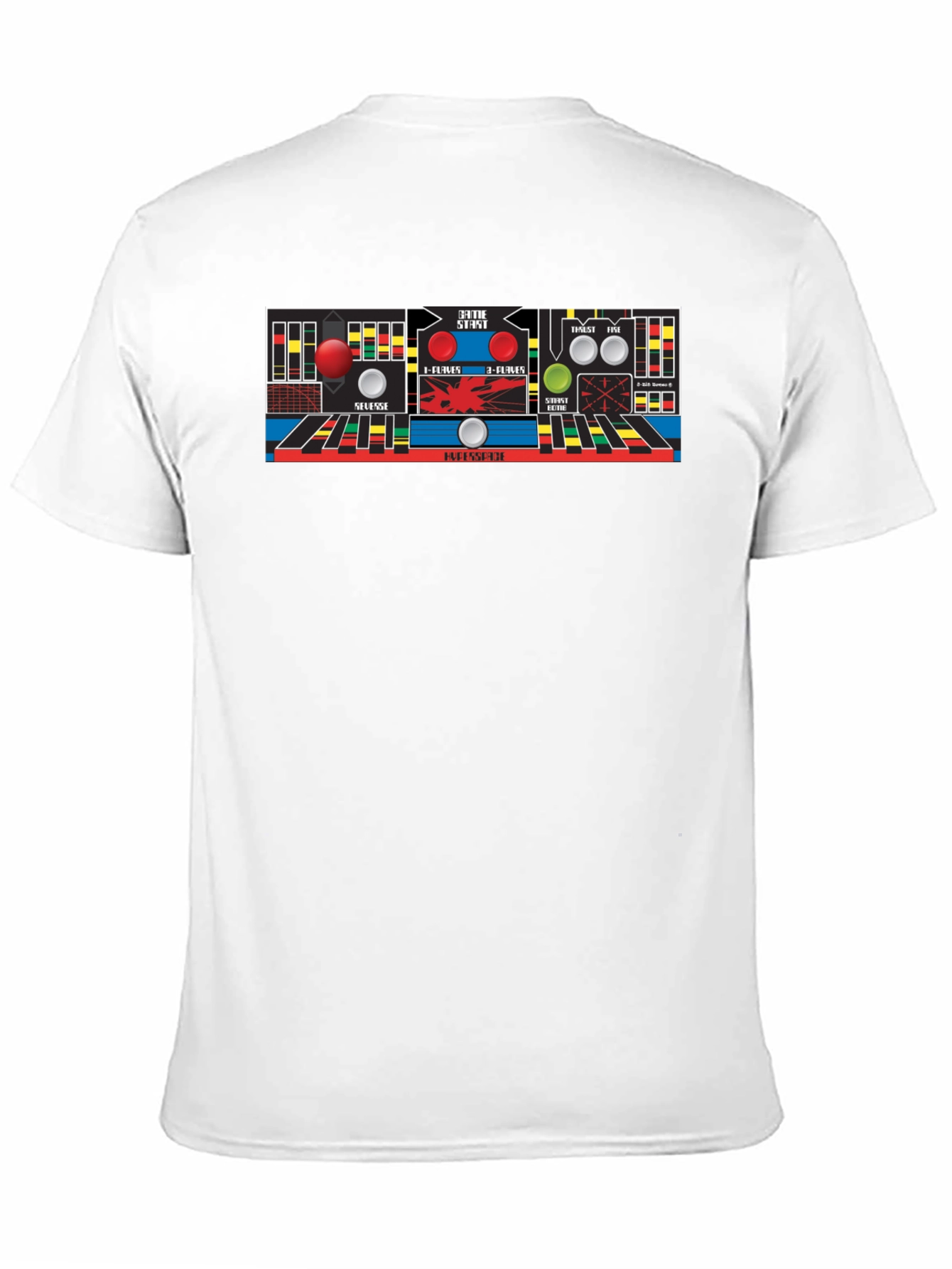 Black Retro Arcade Game Control Panel T-Shirt view 11